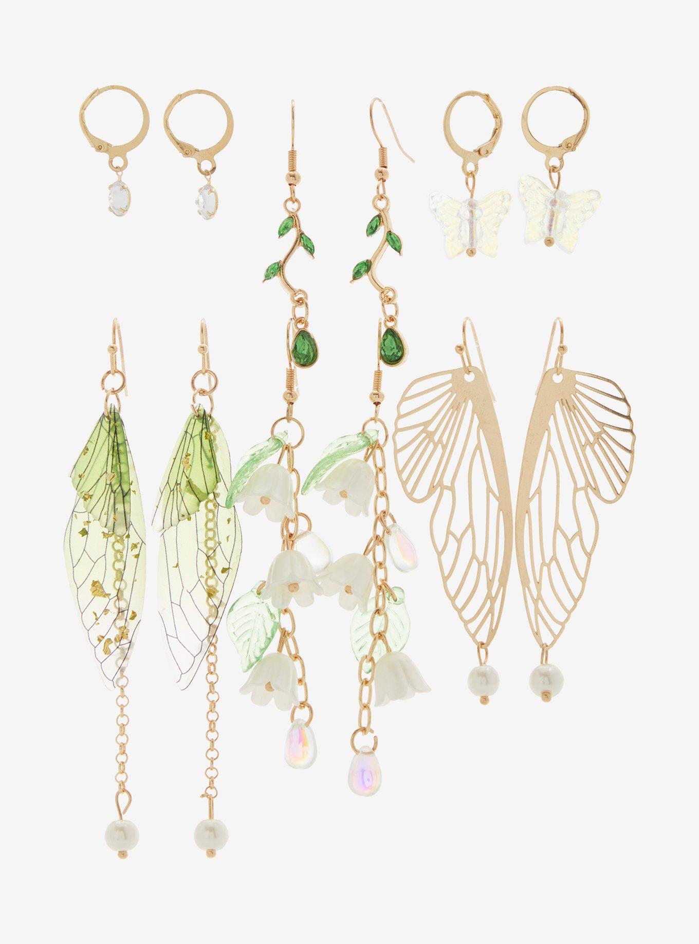 Thorn & Fable Butterfly Wing Flower Earring Set, , hi-res