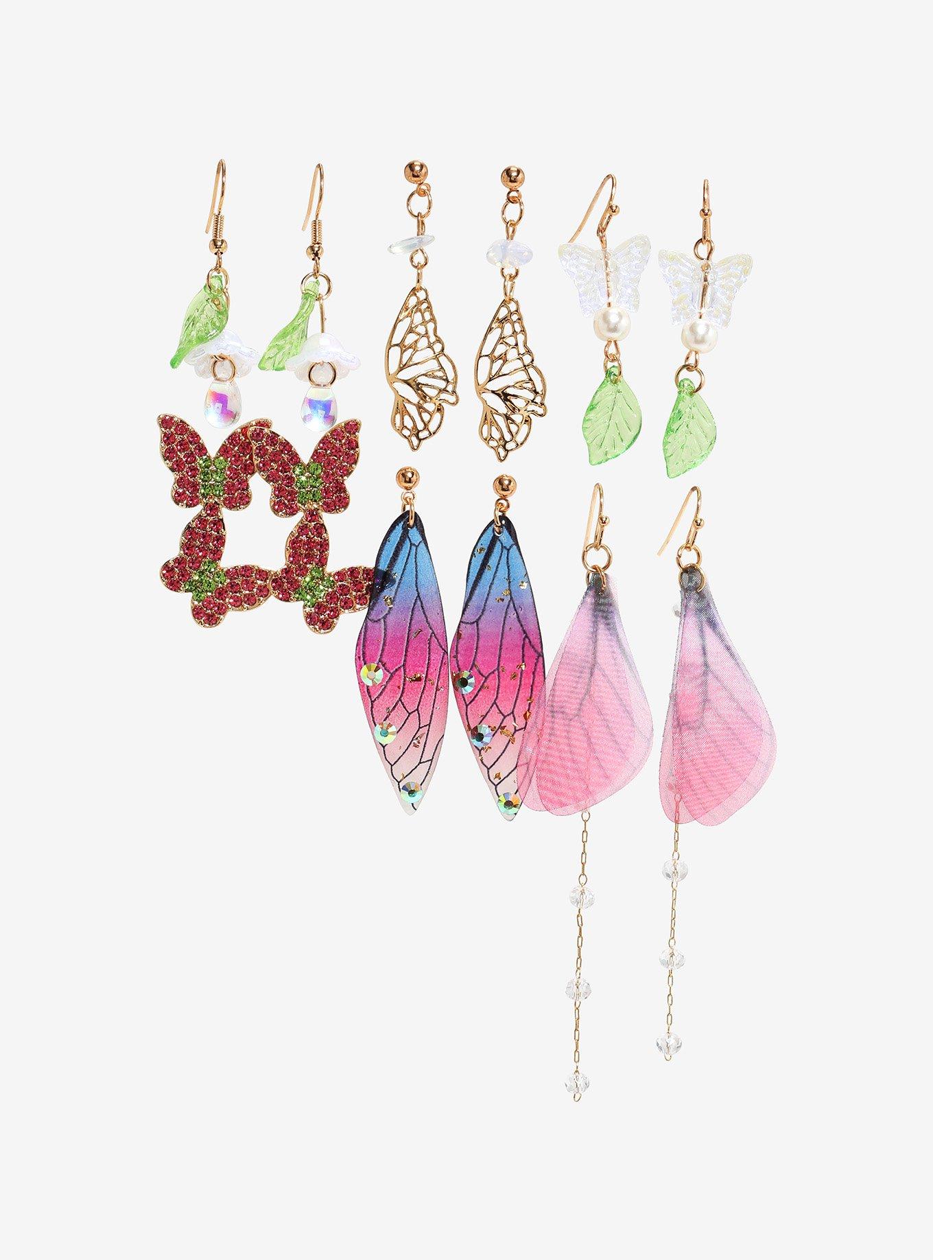 Thorn & Fable Pink Butterfly Garden Earring Set, , hi-res