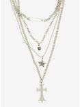 Social Collision Star Rhinestone Cross Layered Necklace, , alternate