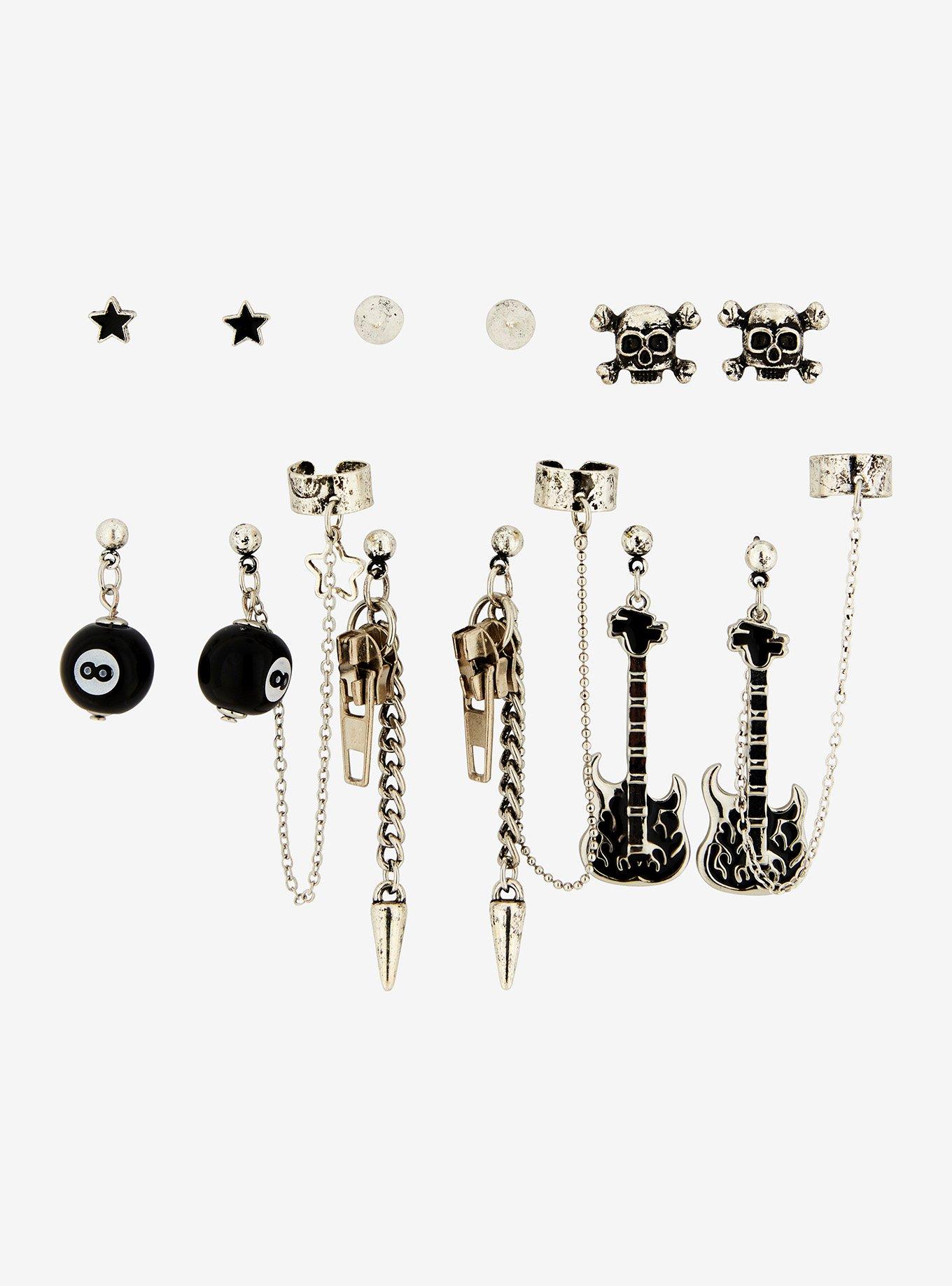 Social Collision Skull Guitar Cuff Earring Set, , hi-res