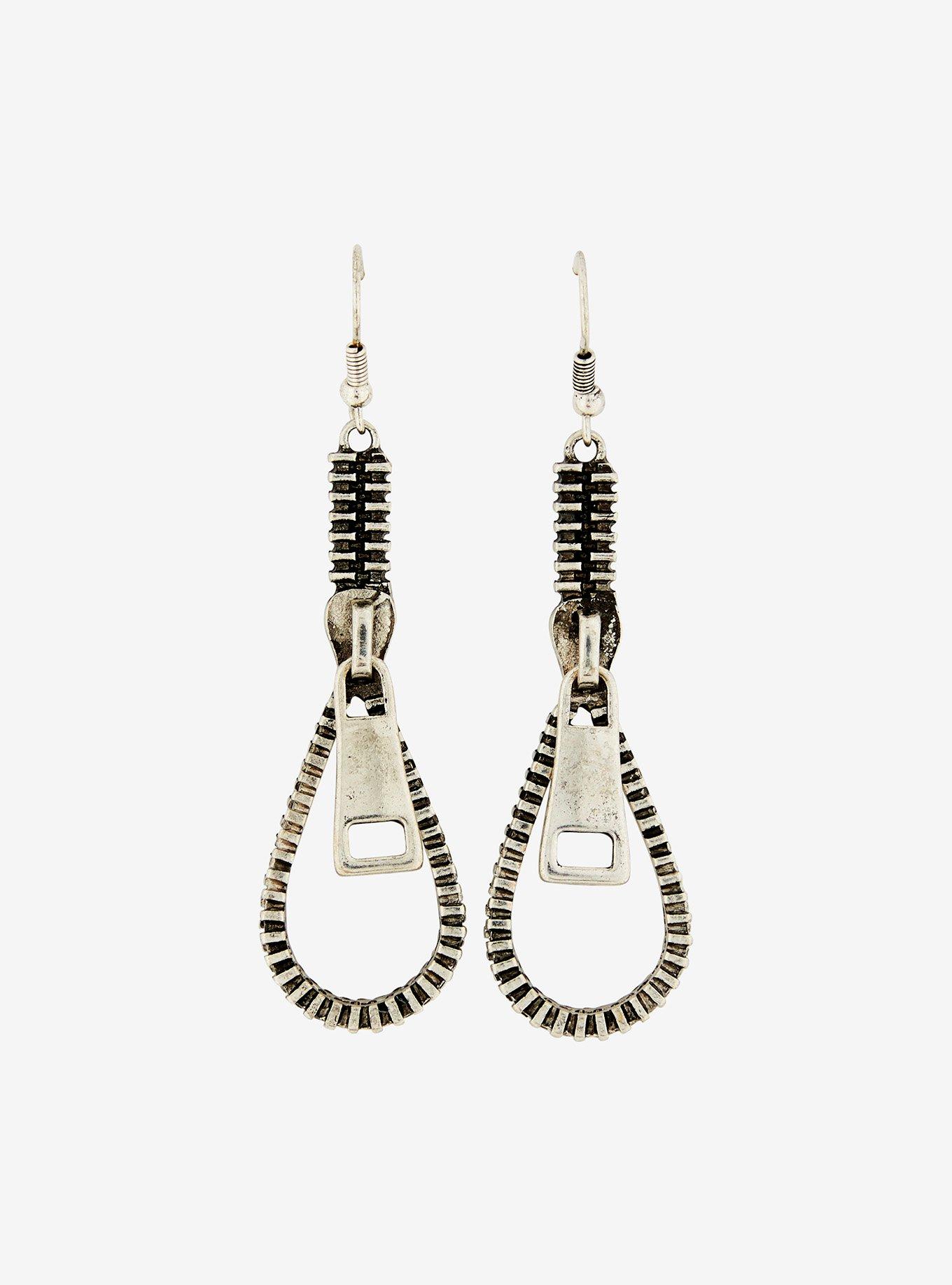 Social Collision Zipper Pull Earrings, , hi-res