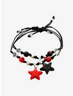Social Collision Red & Black Star Swirl Best Friend Cord Bracelet Set, , hi-res