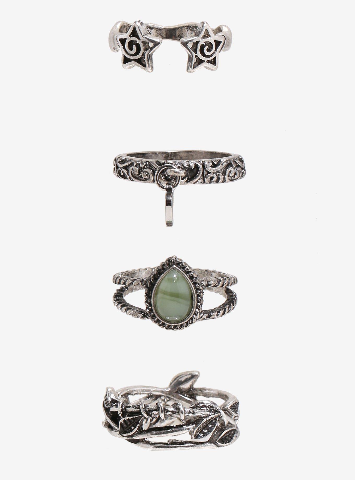 Social Collision Leaf Stone Ring Set, , alternate