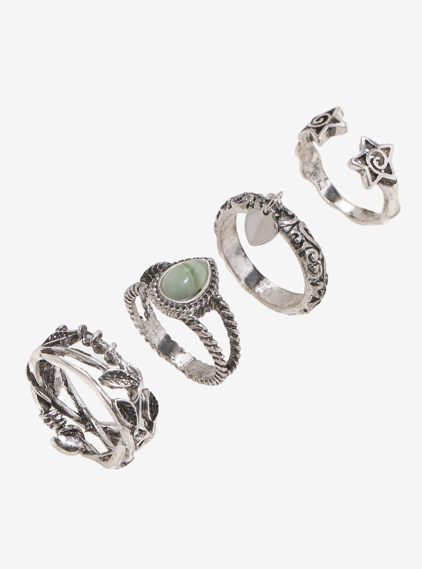 Social Collision Leaf Stone Ring Set, , alternate