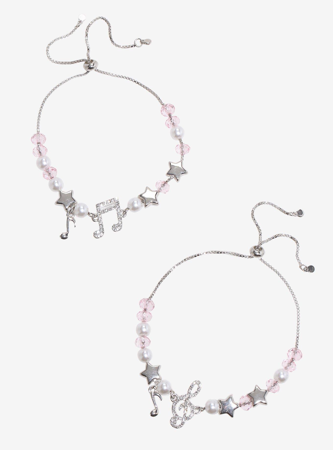 Sweet Society Rhinestone Music Note Best Friend Chain Bracelet Set, , alternate