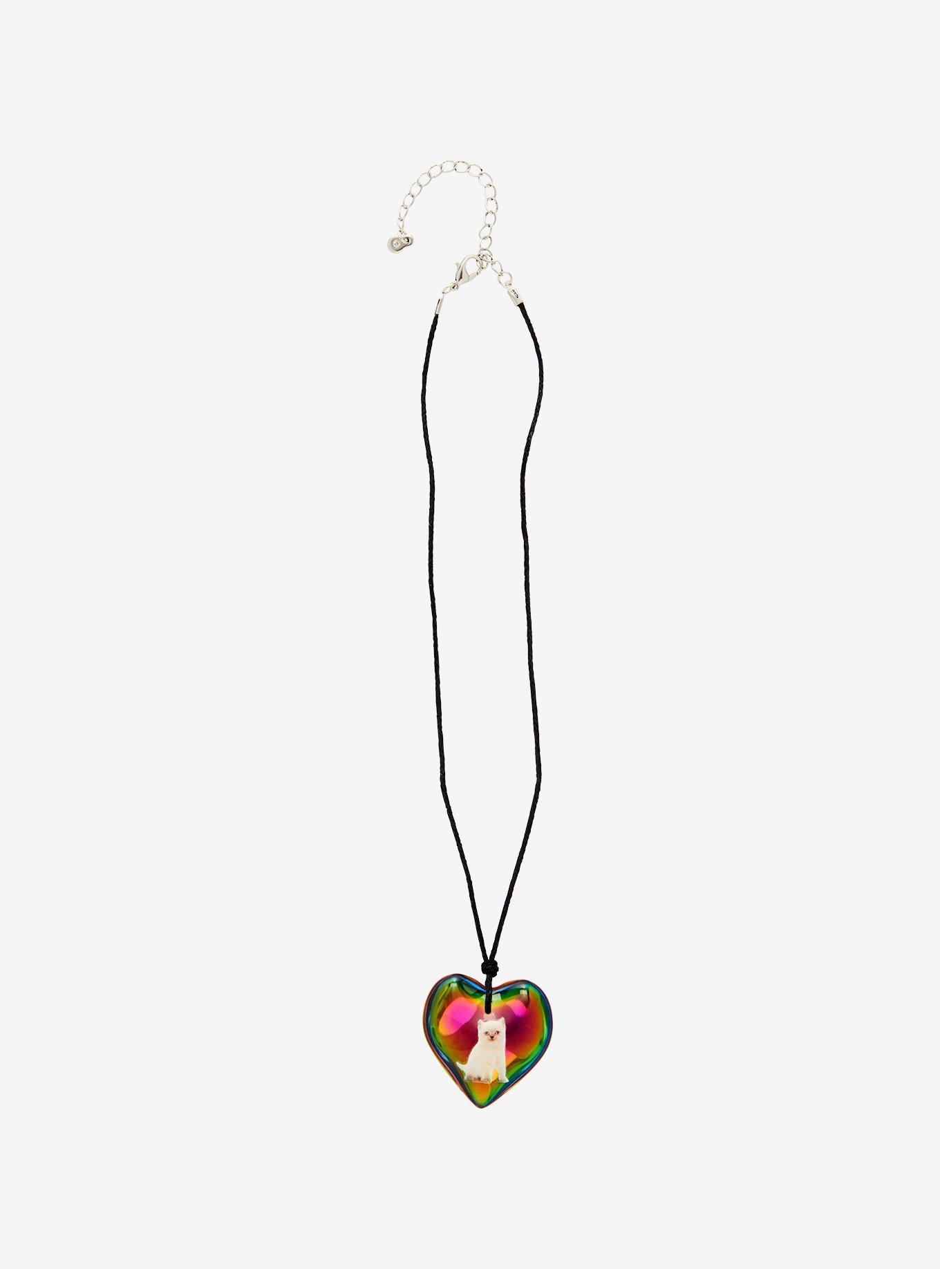 Sweet Society Cat Rainbow Heart Pendant Cord Necklace, , alternate