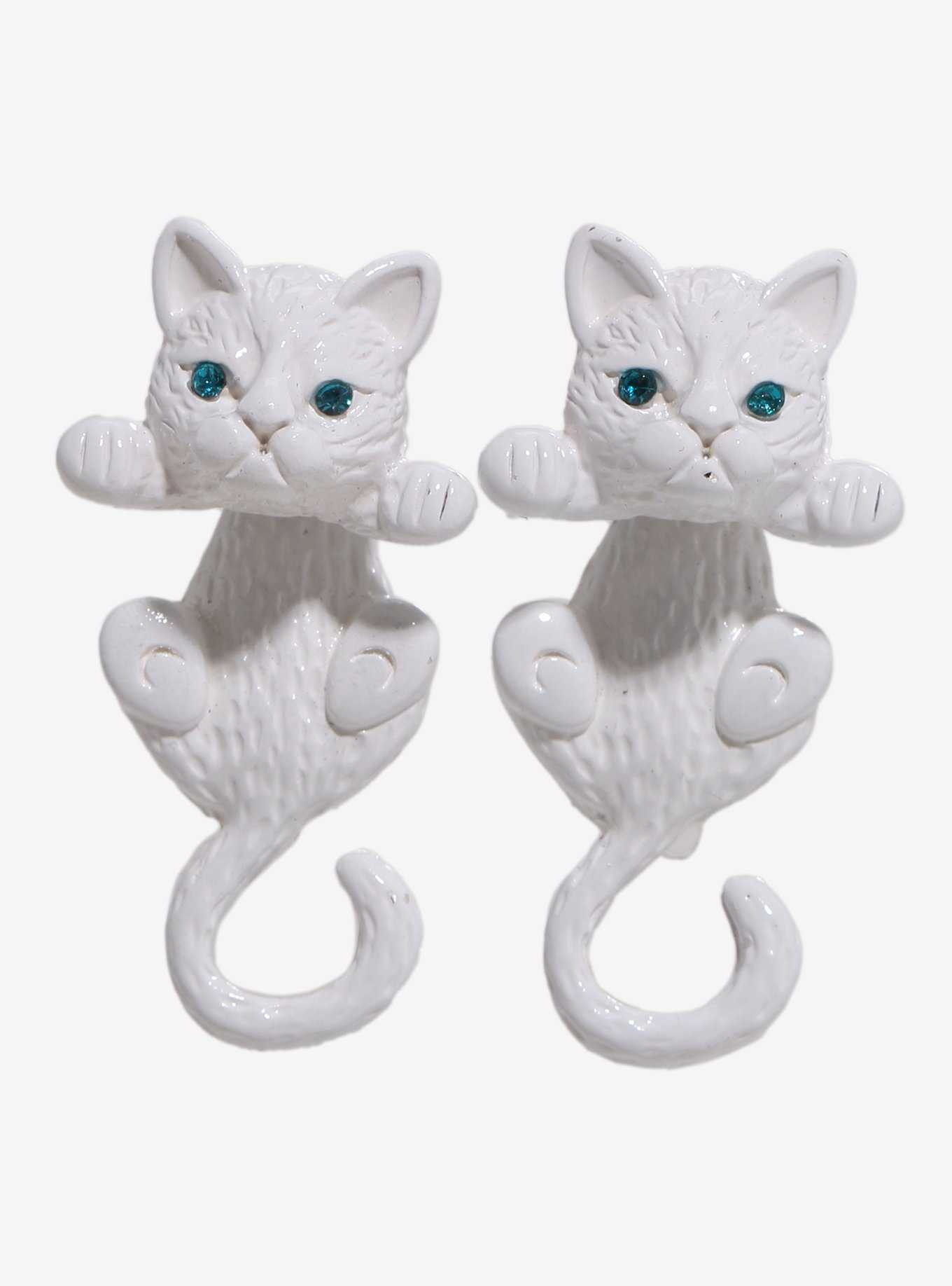 Sweet Society White Cat Front/Back Earrings, , hi-res
