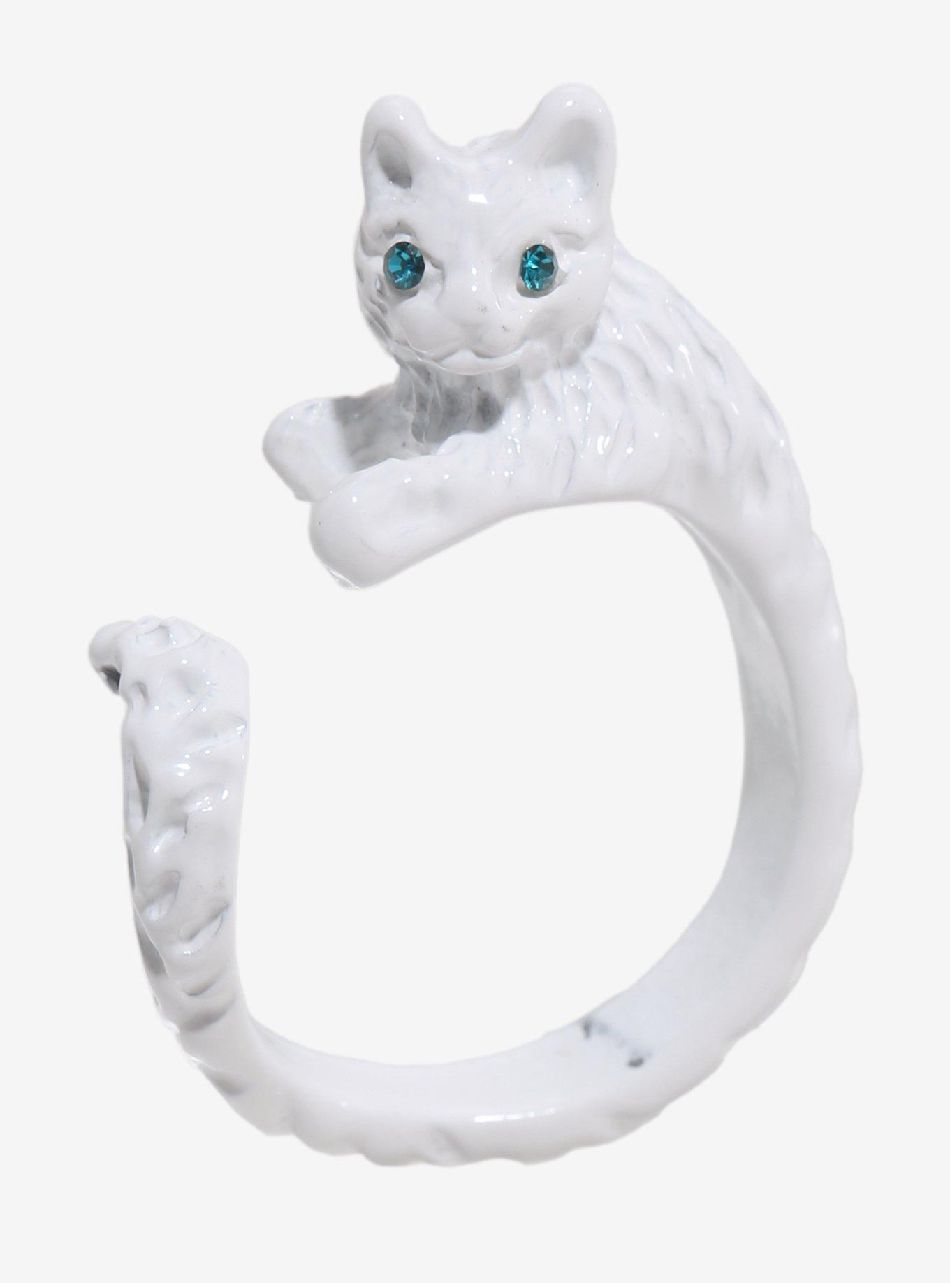 Sweet Society White Cat Wrap Ring, , alternate