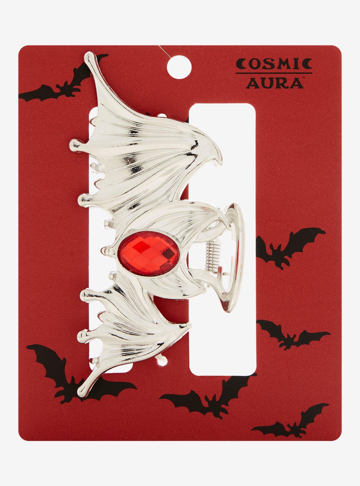 Cosmic Aura Bat Wing Red Gem Claw Hair Clip, , hi-res