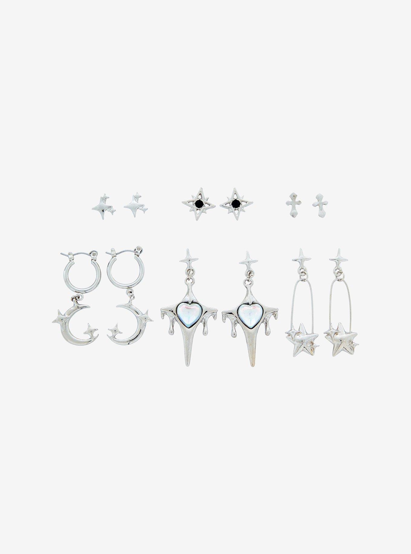 Social Collision Star Drip Moon Earring Set, , alternate