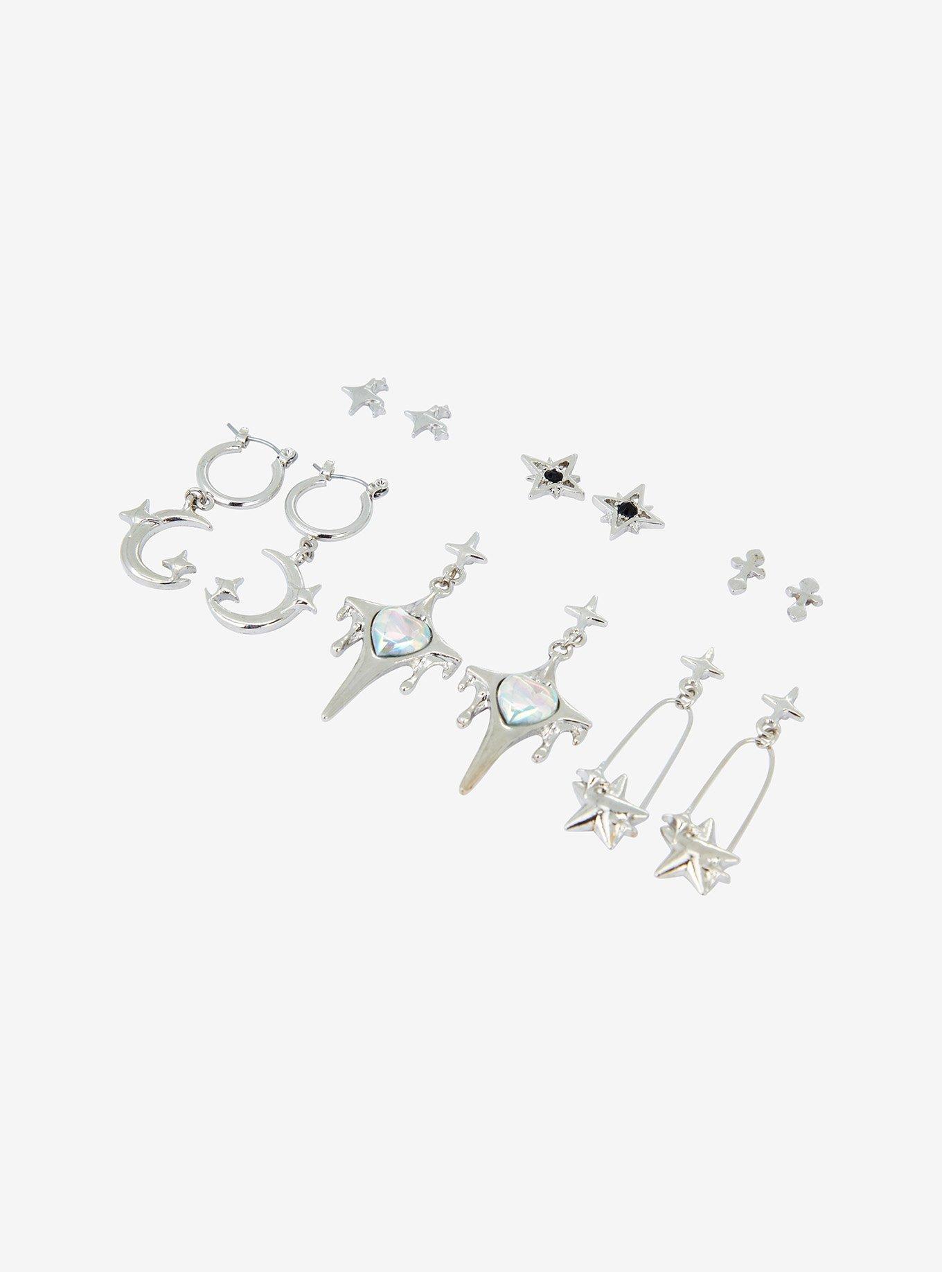 Social Collision Star Drip Moon Earring Set, , alternate