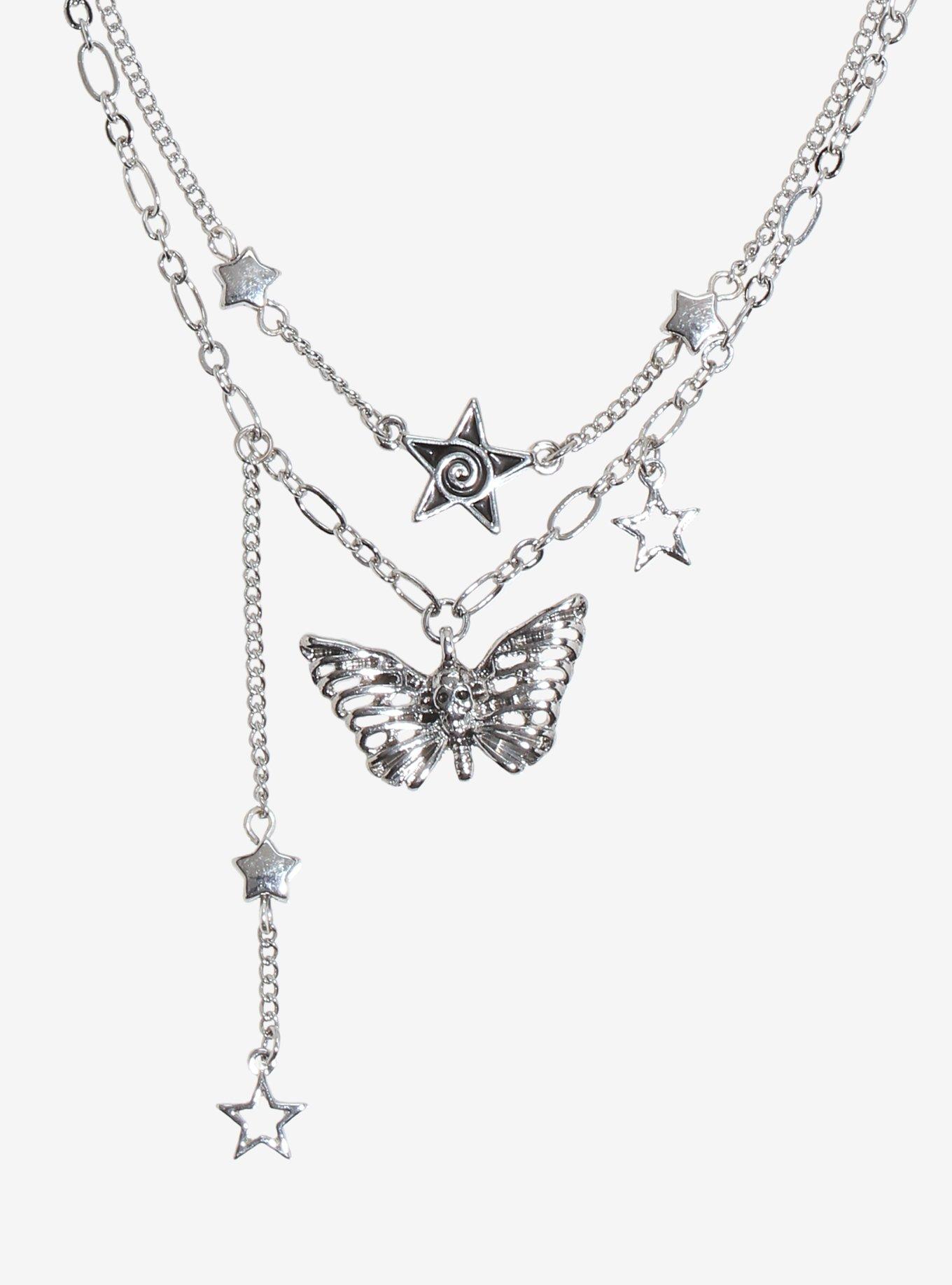 Social Collision Butterfly Swirl Star Layered Necklace, , alternate