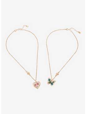 Sweet Society Heart Butterfly Floral Best Friend Necklace Set, , hi-res