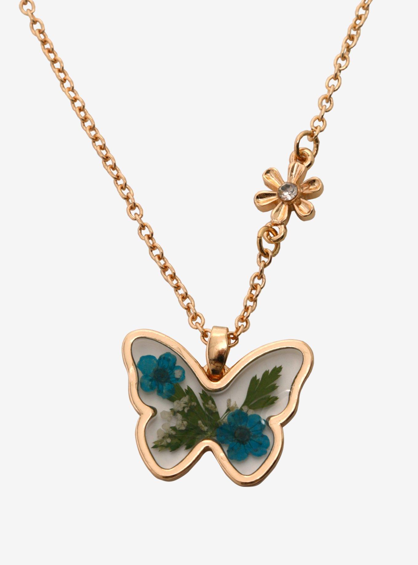 Sweet Society Heart Butterfly Floral Best Friend Necklace Set, , alternate