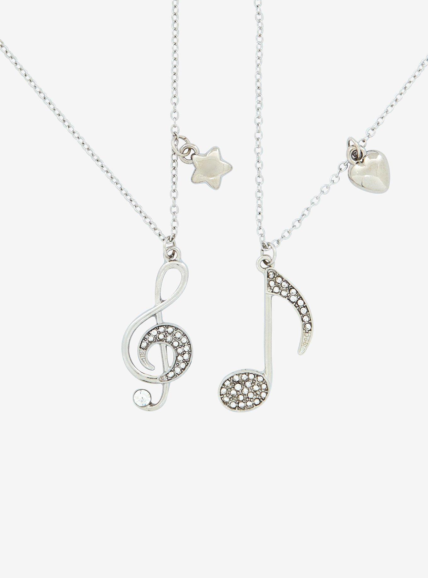 Sweet Society Musical Note Bling Best Friend Necklace Set, , alternate
