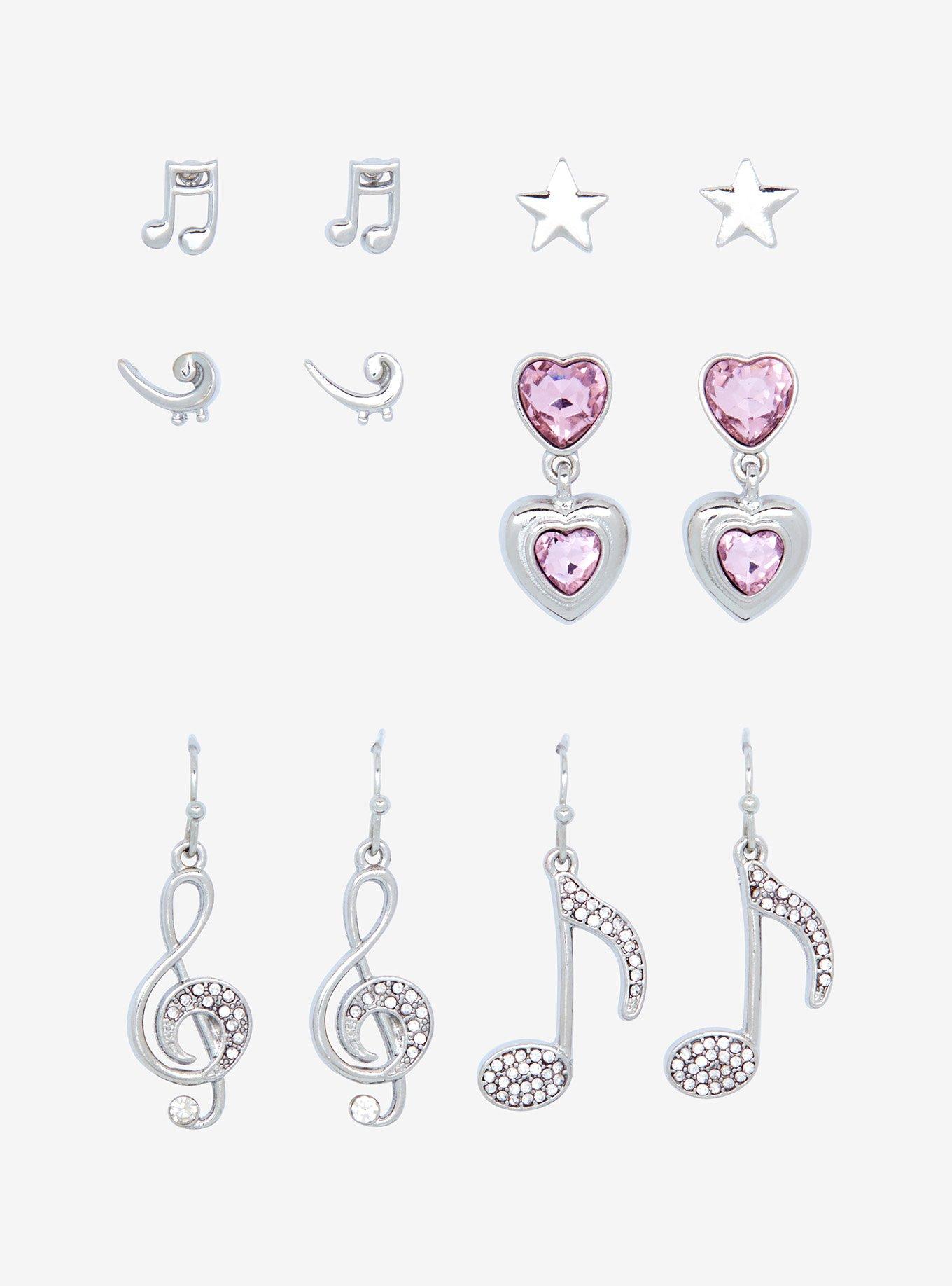 Sweet Society Musical Note Bling Earring Set, , hi-res