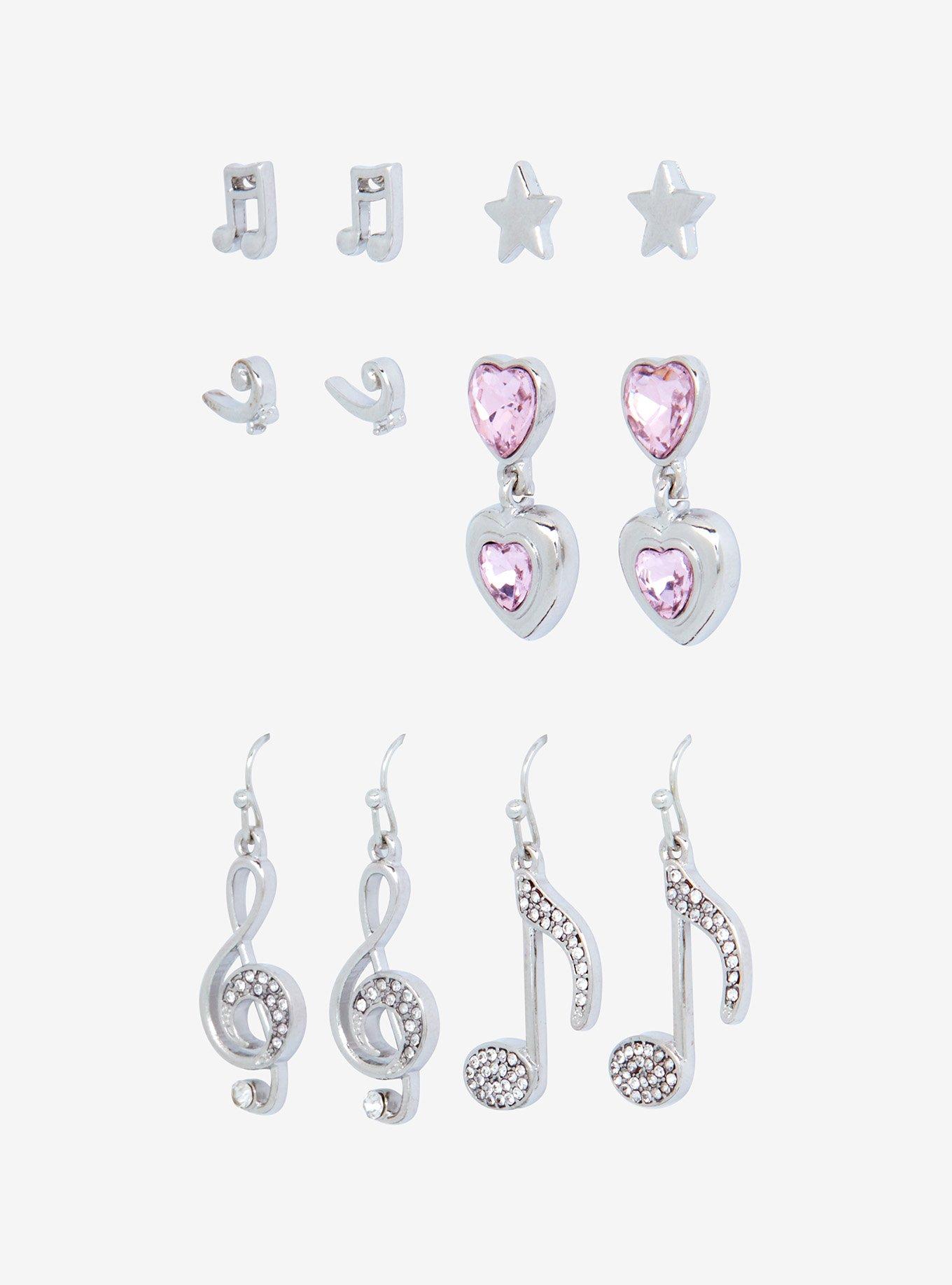 Sweet Society Musical Note Bling Earring Set, , alternate