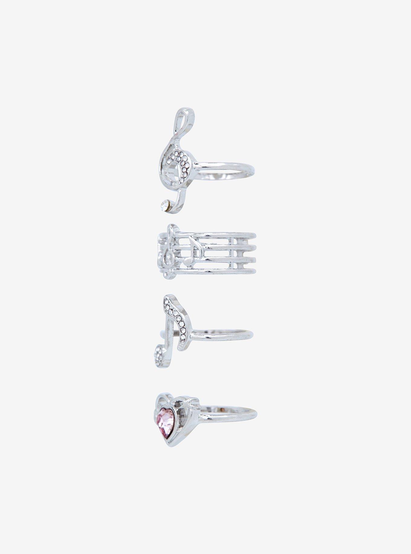 Sweet Society Musical Note Heart Ring Set, , alternate