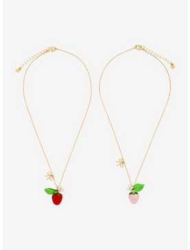 Sweet Society Strawberry Bow Best Friend Necklace Set, , hi-res
