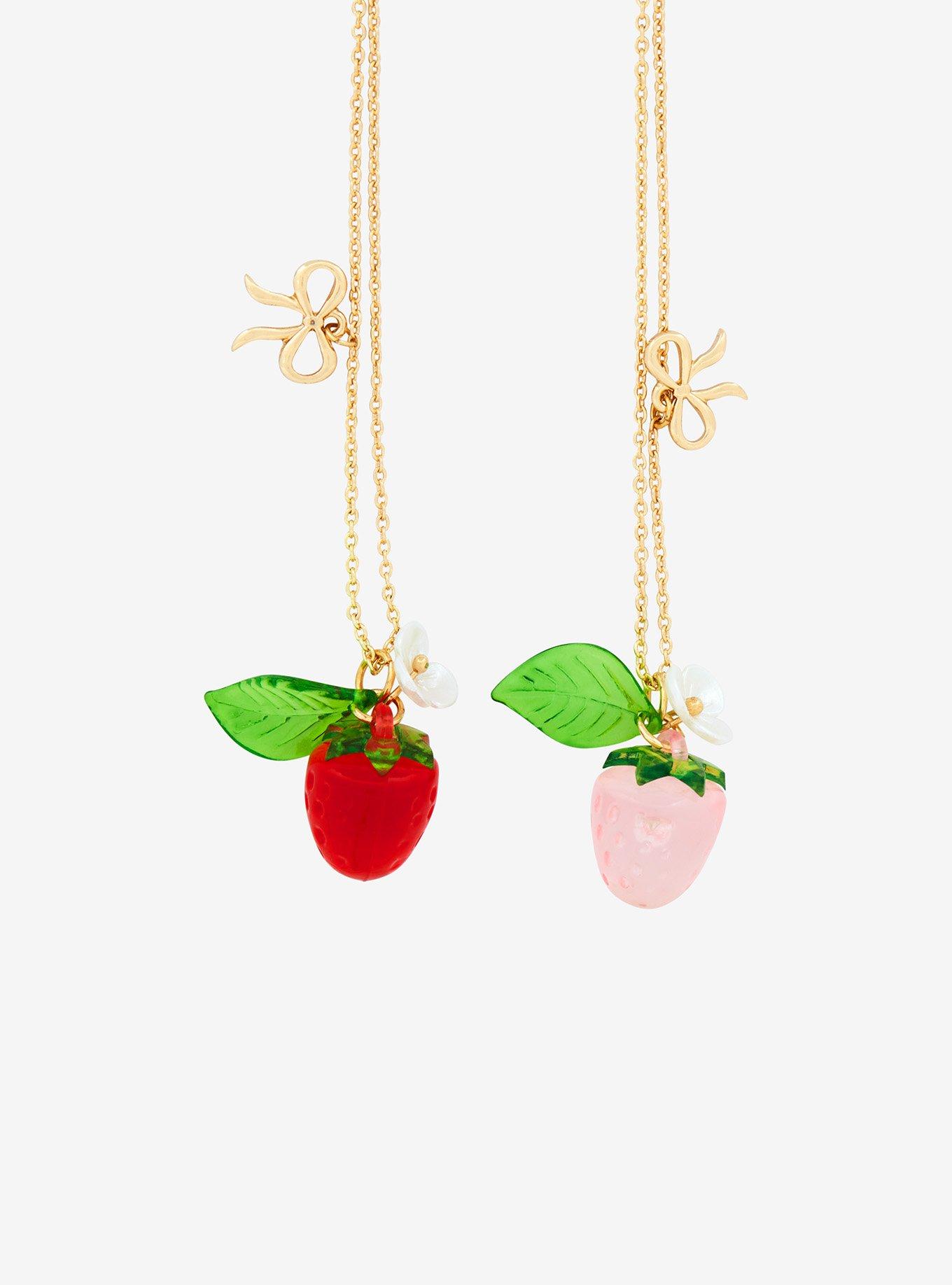 Sweet Society Strawberry Bow Best Friend Necklace Set, , alternate