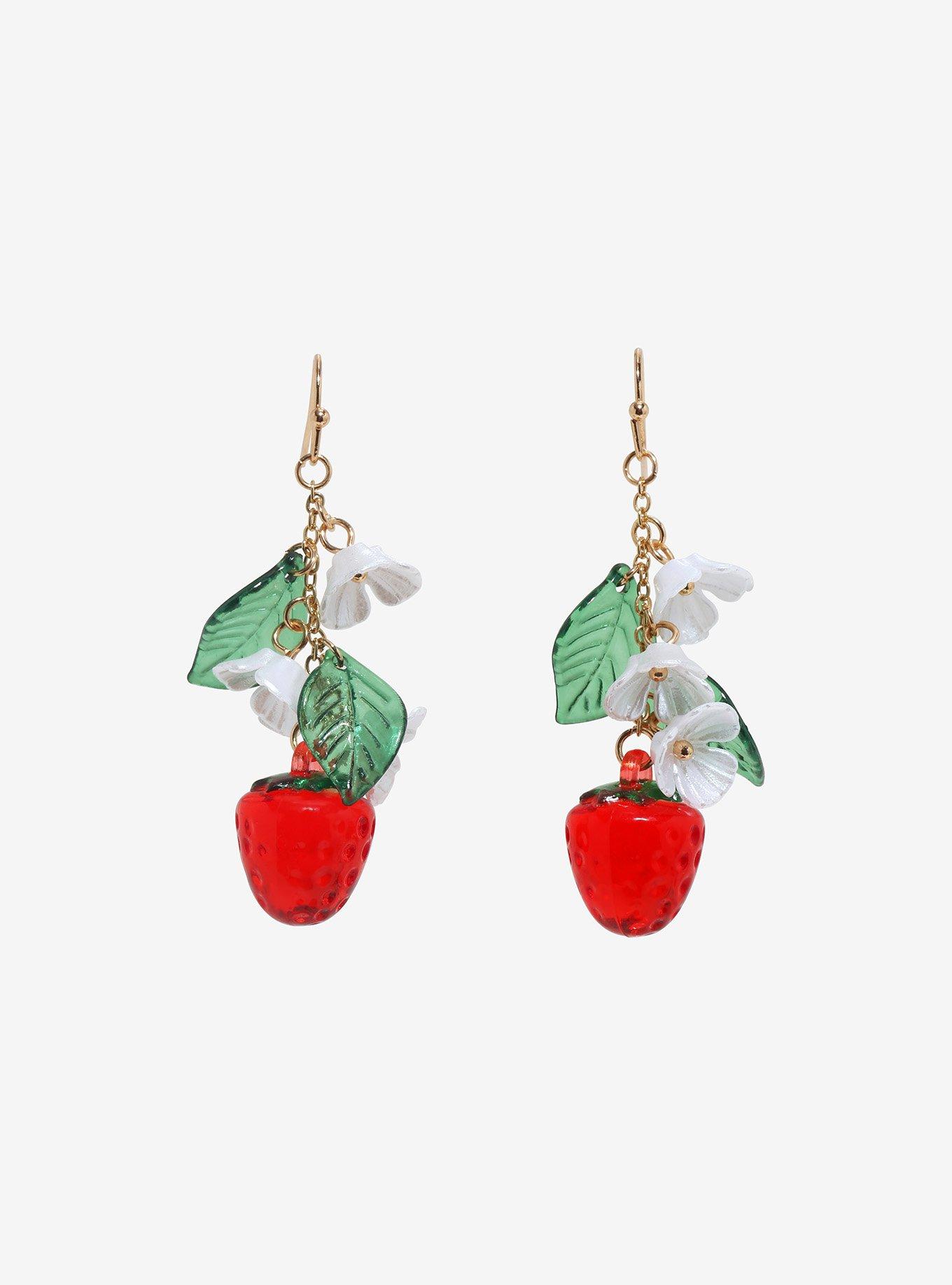 Sweet Society Strawberry Flower Earrings, , alternate
