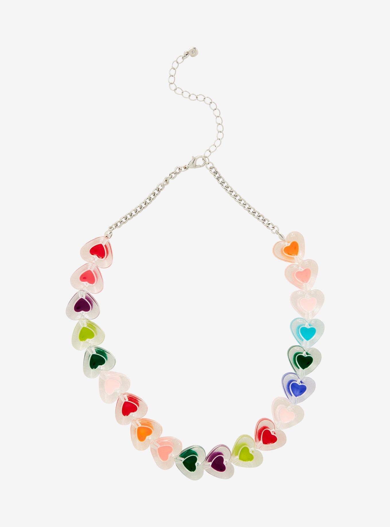 Social Collision Rainbow Bubble Heart Necklace, , alternate