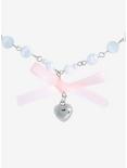 Sweet Society Pink Bow Heart Pendant Beaded Necklace, , alternate