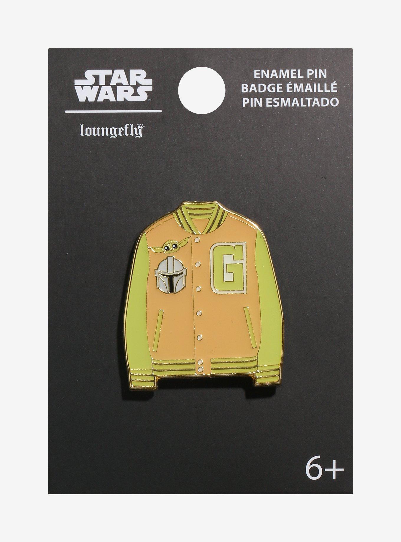 Loungefly Star Wars The Mandalorian Grogu & Mando Varsity Jacket Enamel Pin - BoxLunch Exclusive, , hi-res