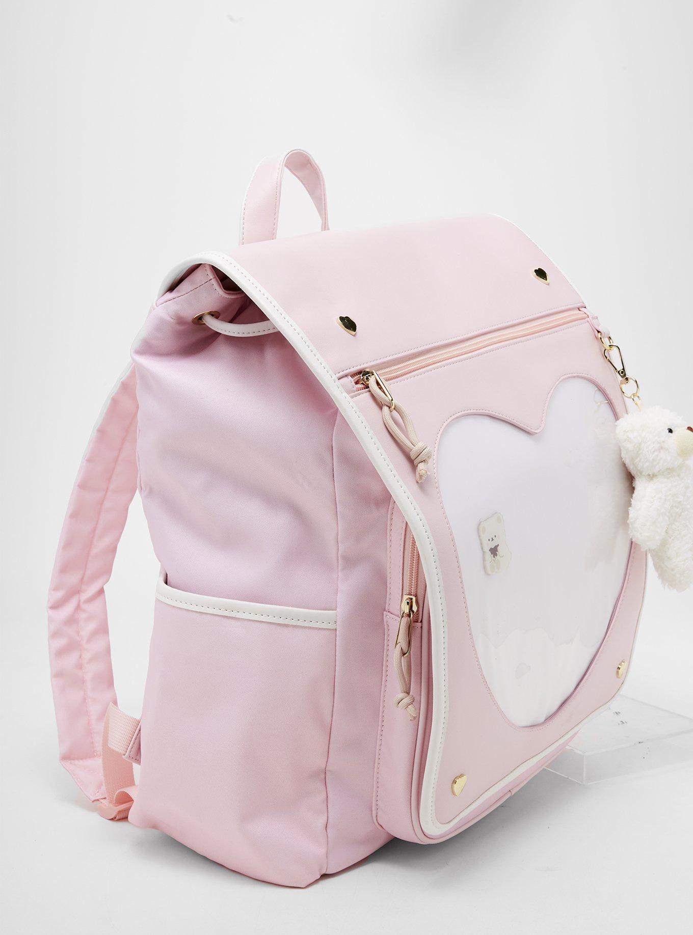 Kawaii Pink Heart Pin Collector Backpack, , alternate