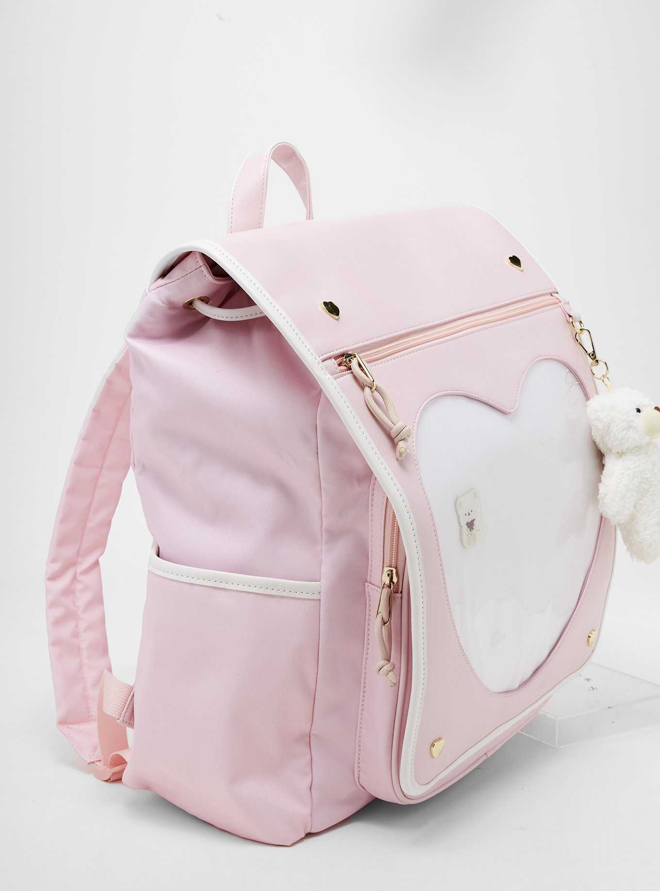 Kawaii Pink Heart Display Backpack, , hi-res