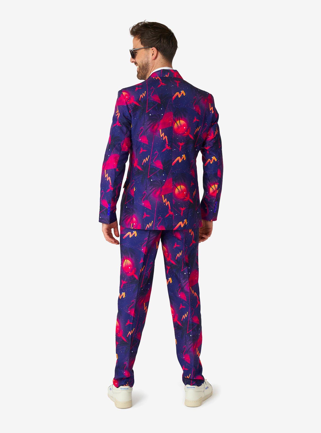 Retro Neon Navy Suit, BLUE, alternate