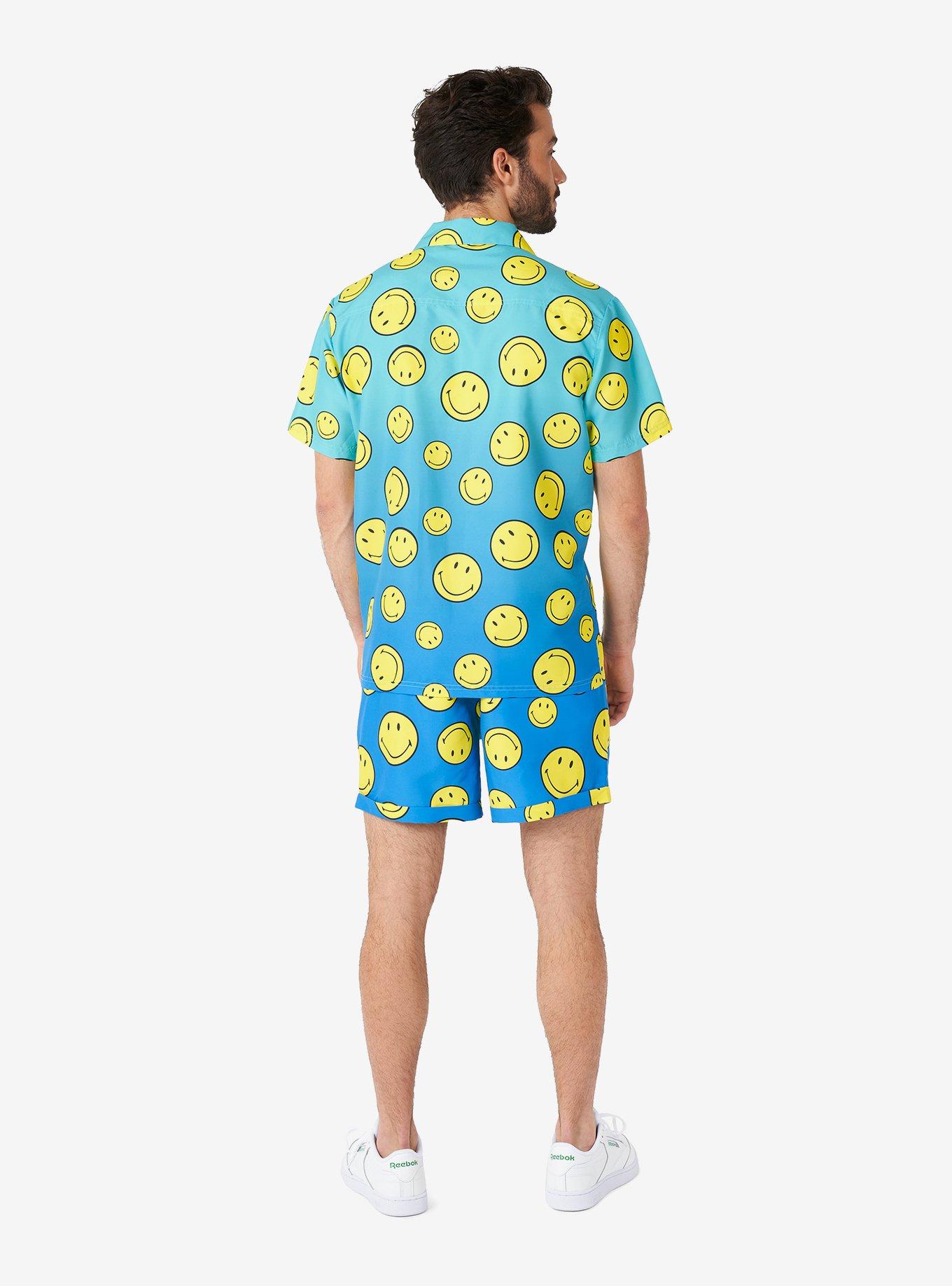 Smiley Summer Fade Button-Up Shirt and Shorts Summer Set, MULTI, alternate