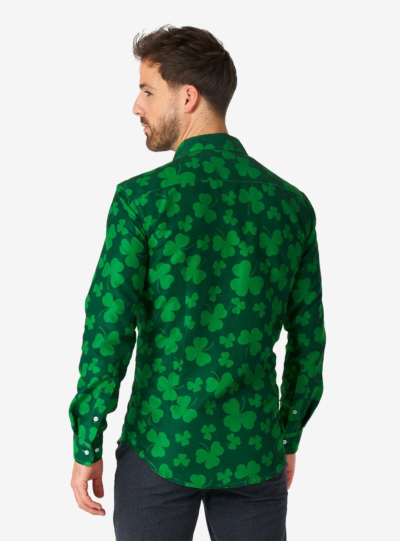 St. Pats Green Long Sleeve Button-Up Shirt, GREEN, alternate