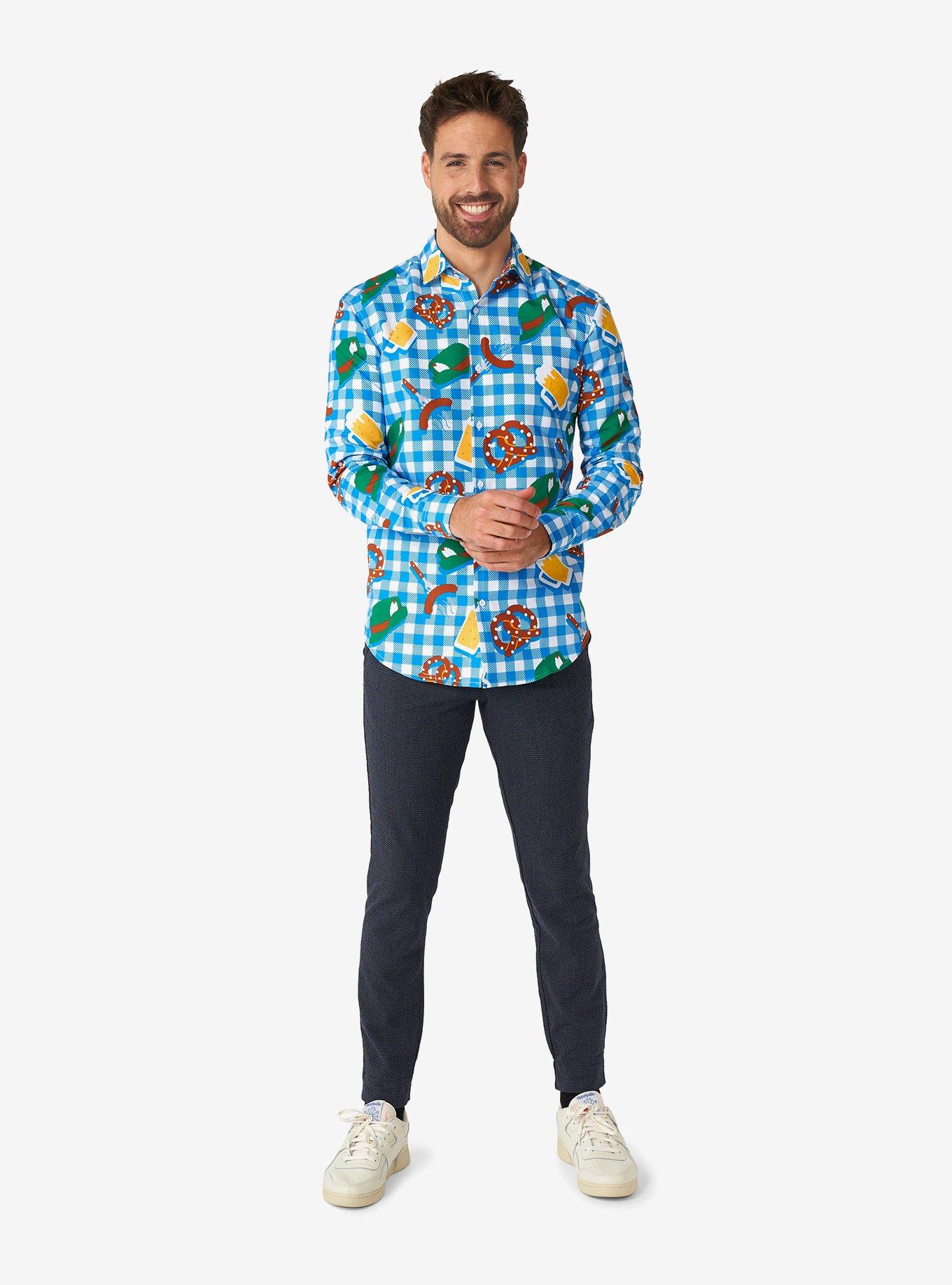 October Check Blue Long Sleeve Button-Up Shirt, , hi-res