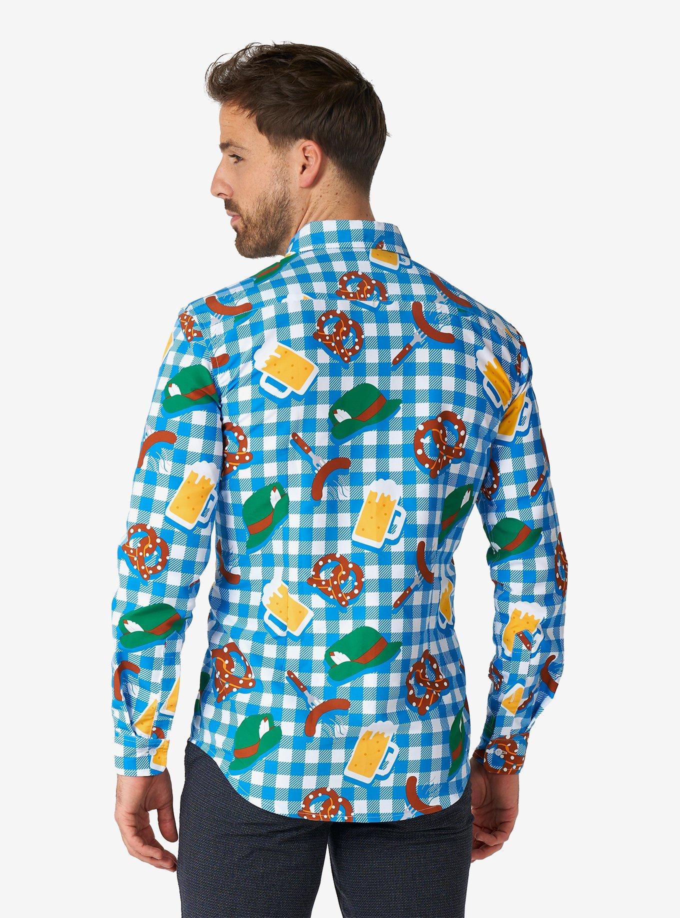 October Check Blue Long Sleeve Button-Up Shirt, MULTI, alternate