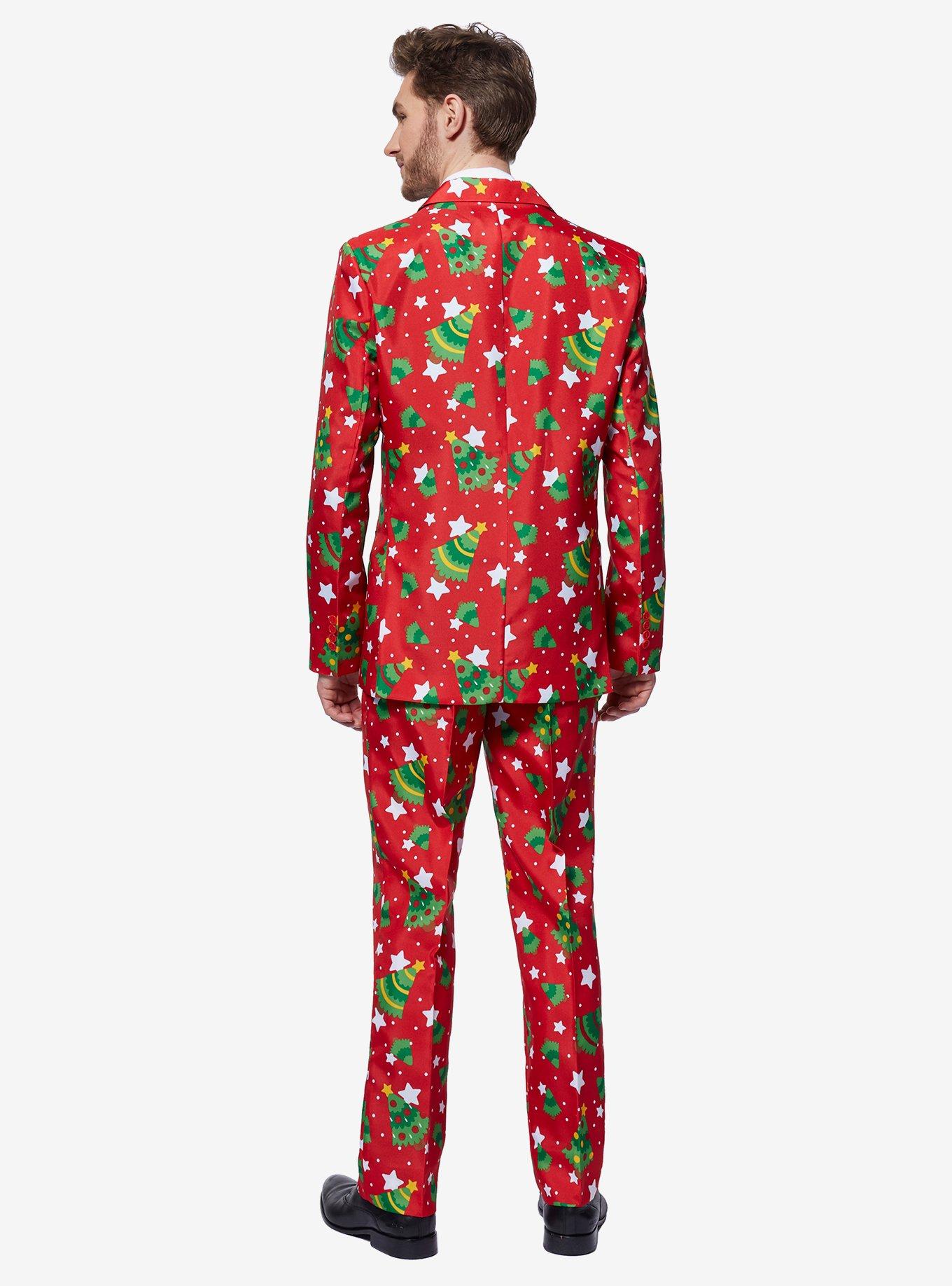 Christmas Trees Stars Red Suit, RED, alternate