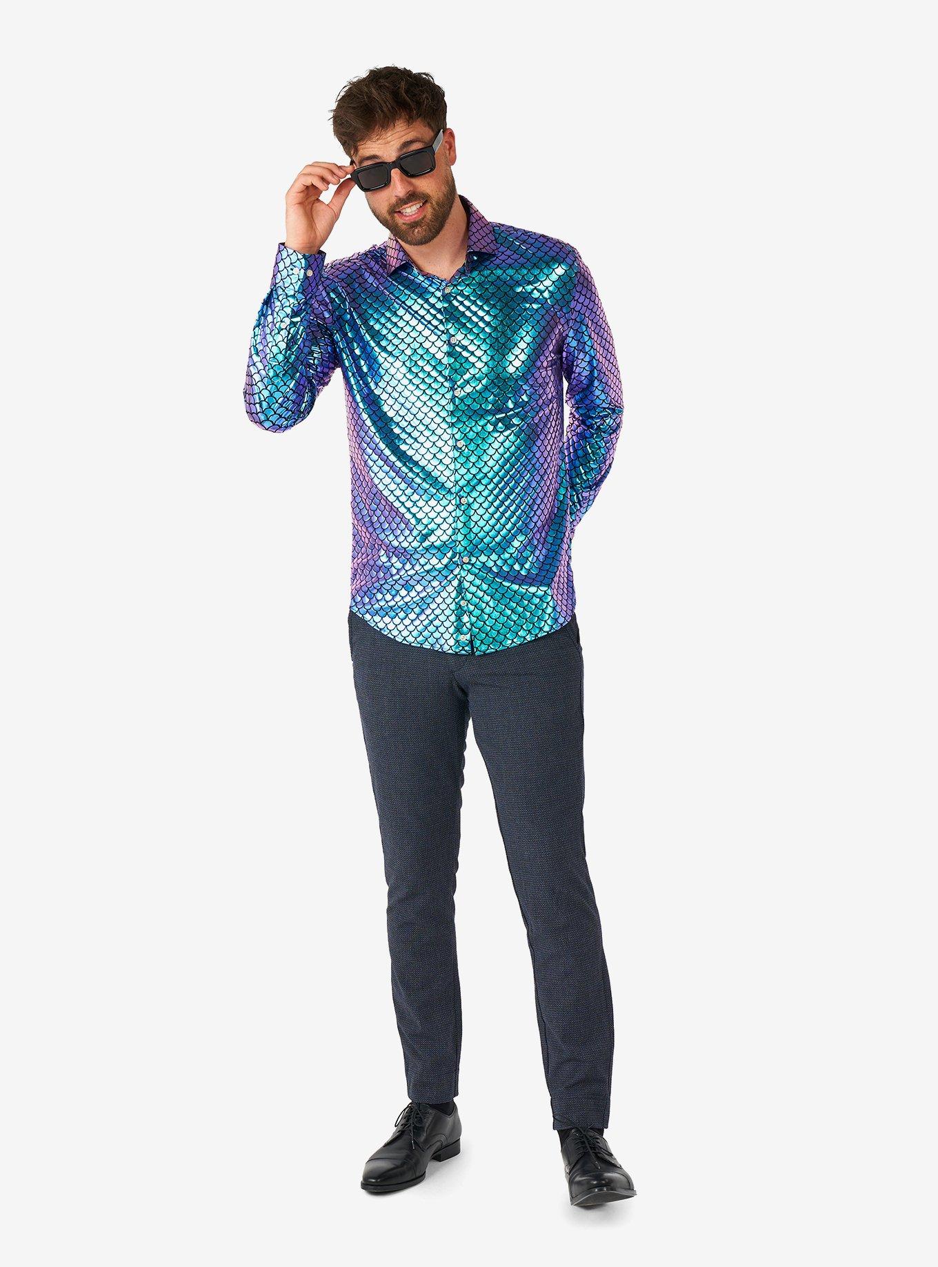 Fancy Fish Long Sleeve Button-Up Shirt, MULTI, alternate
