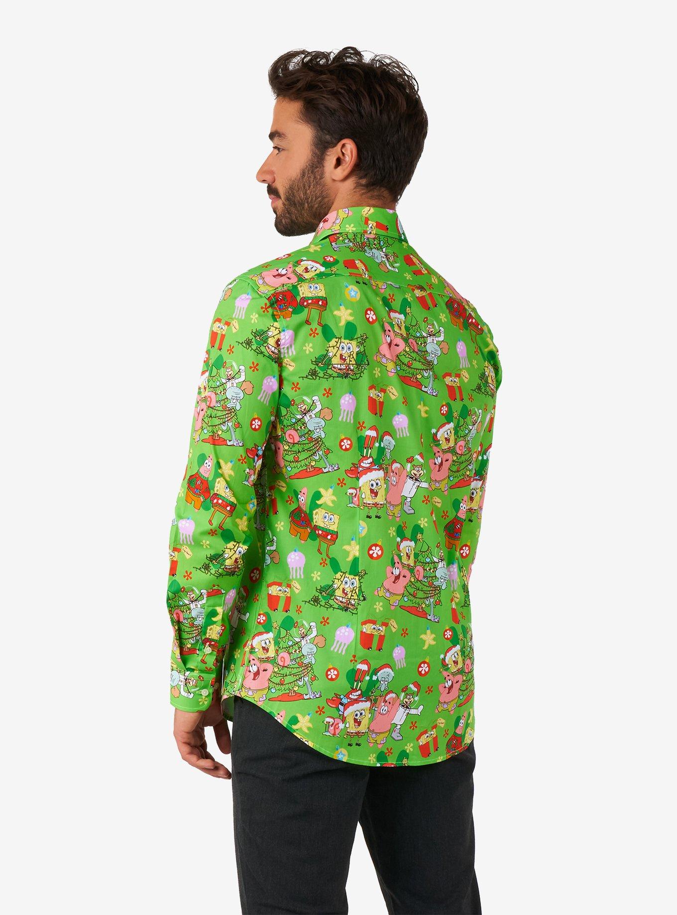 SpongeBob SquarePants Christmas Long Sleeve Button-Up Shirt, MULTI, alternate