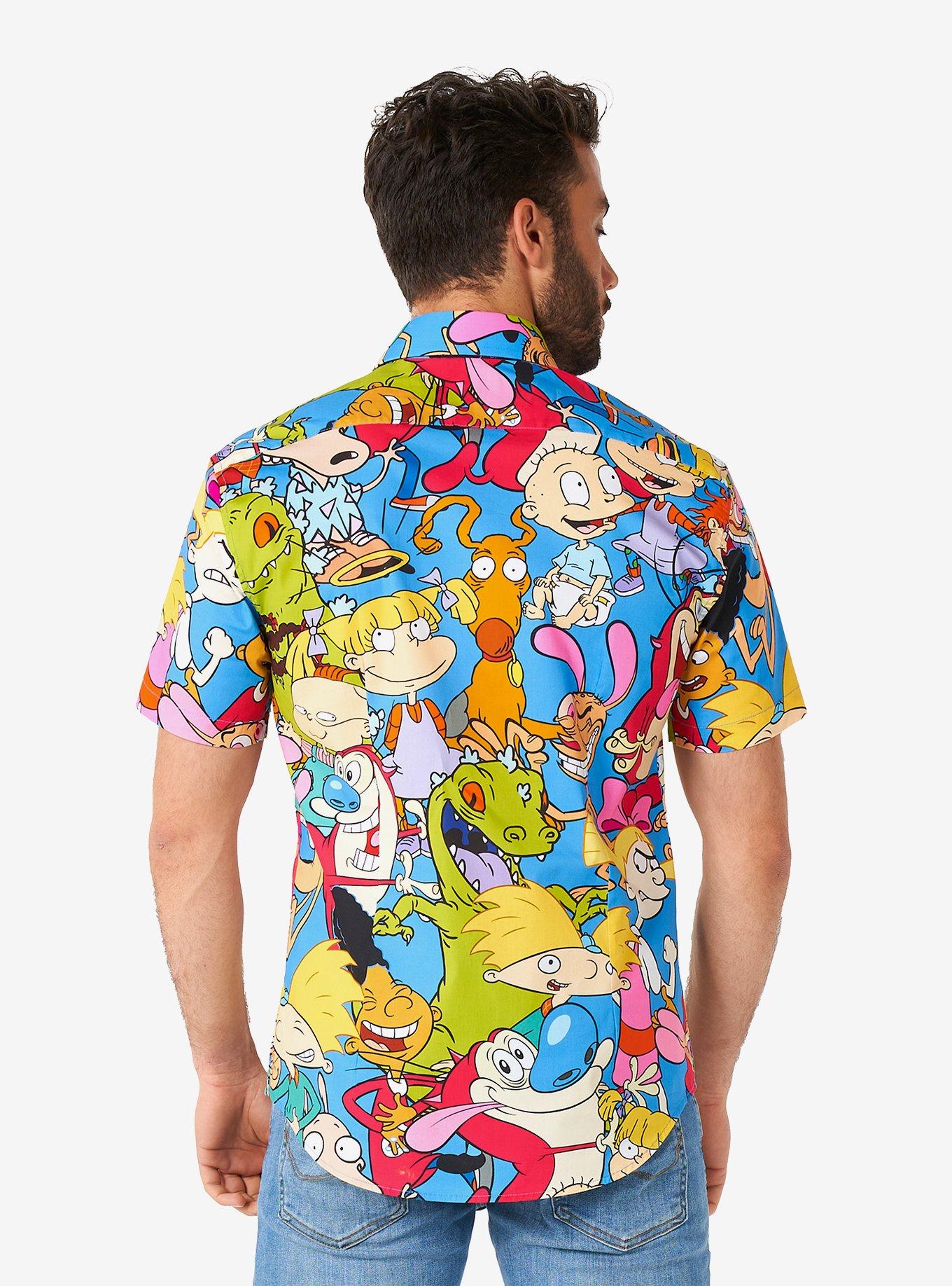 Nickelodeon Cartoons Short Sleeve Button-Up Shirt, MULTI, alternate