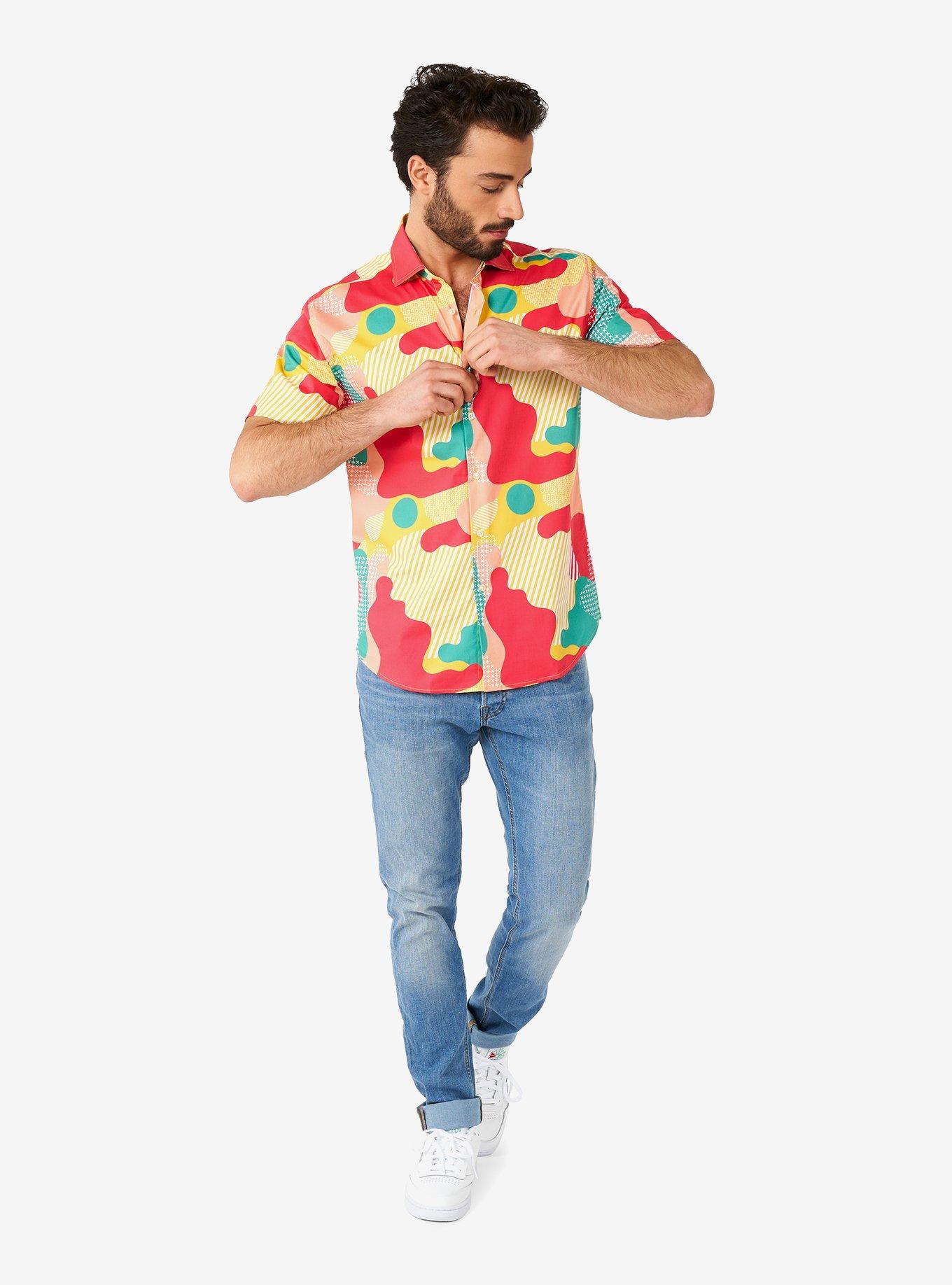 Coral Camo Short Sleeve Button-Up Shirt, , hi-res