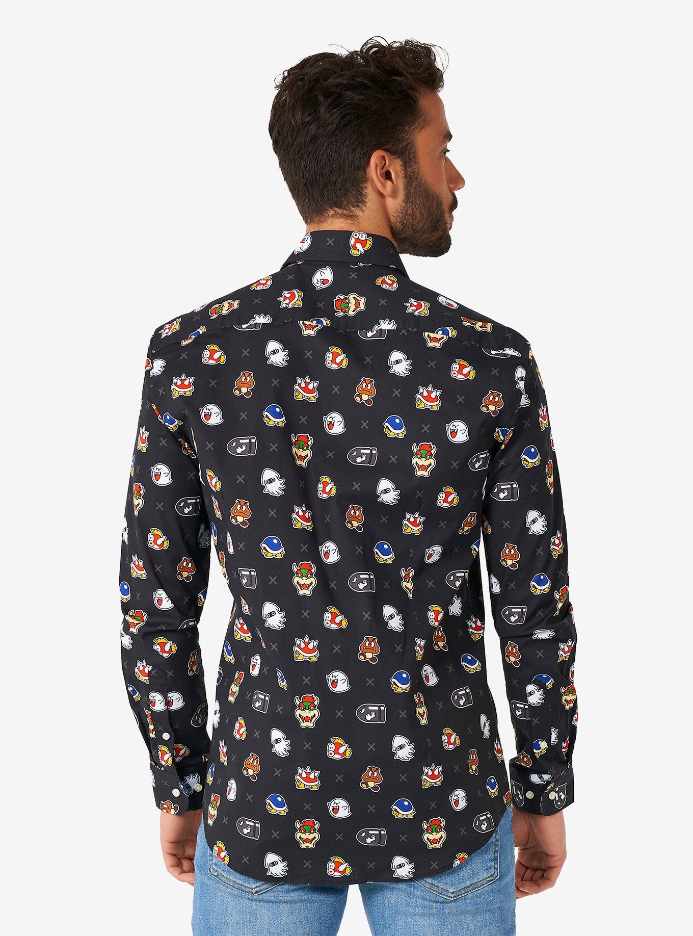 Super Mario Bad Guys Long Sleeve Button-Up Shirt, MULTI, alternate