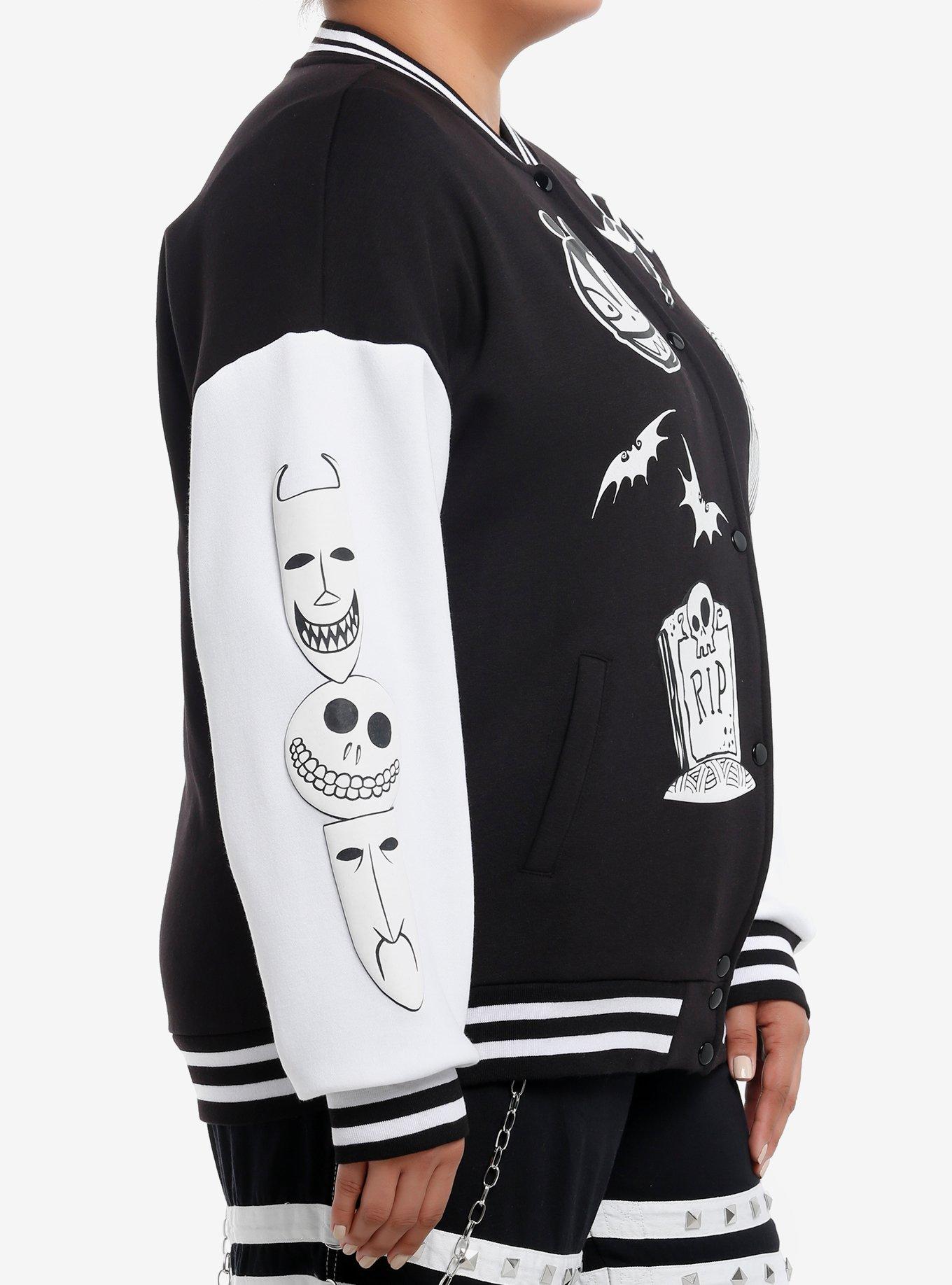 Her Universe The Nightmare Before Christmas Characters Girls Oversized Varsity Jacket Plus Size, , alternate