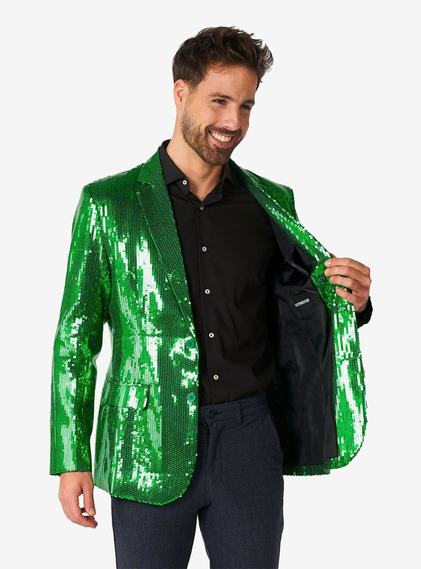 Sequins Green Coat, GREEN, alternate