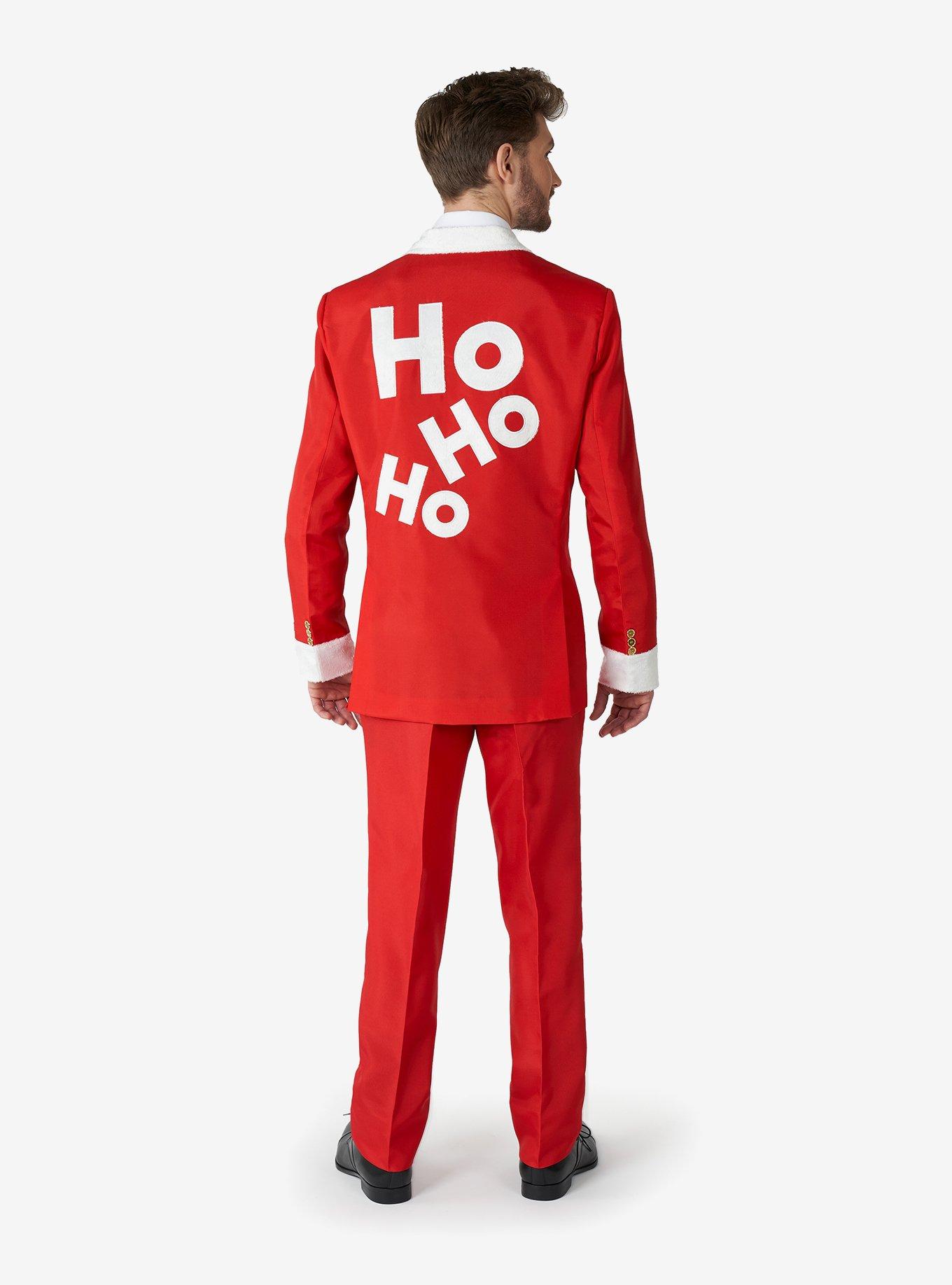 Santa Ho Ho Ho Faux Fur Suit, RED, alternate