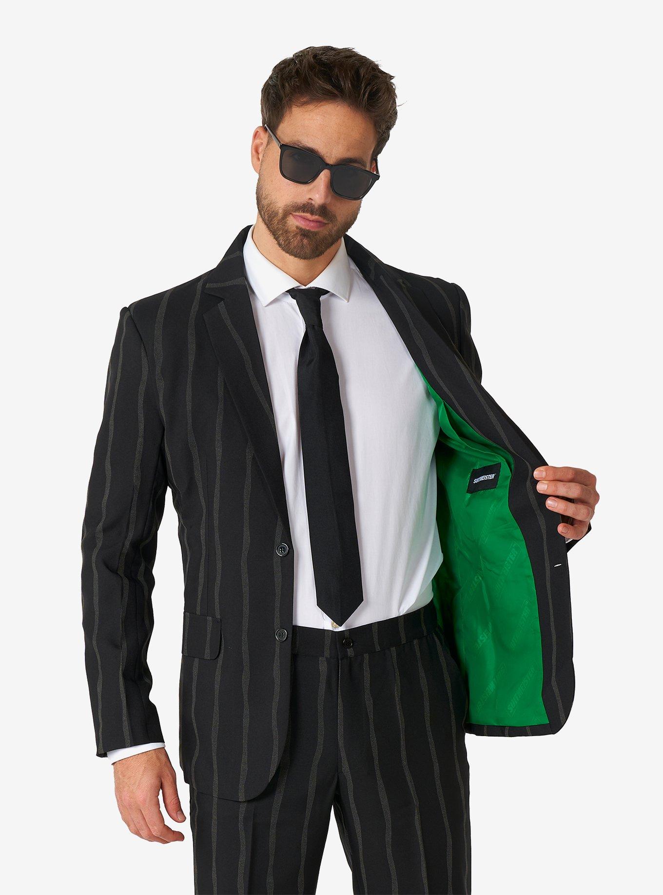 Oversized Pinstripe Black Suit, , hi-res