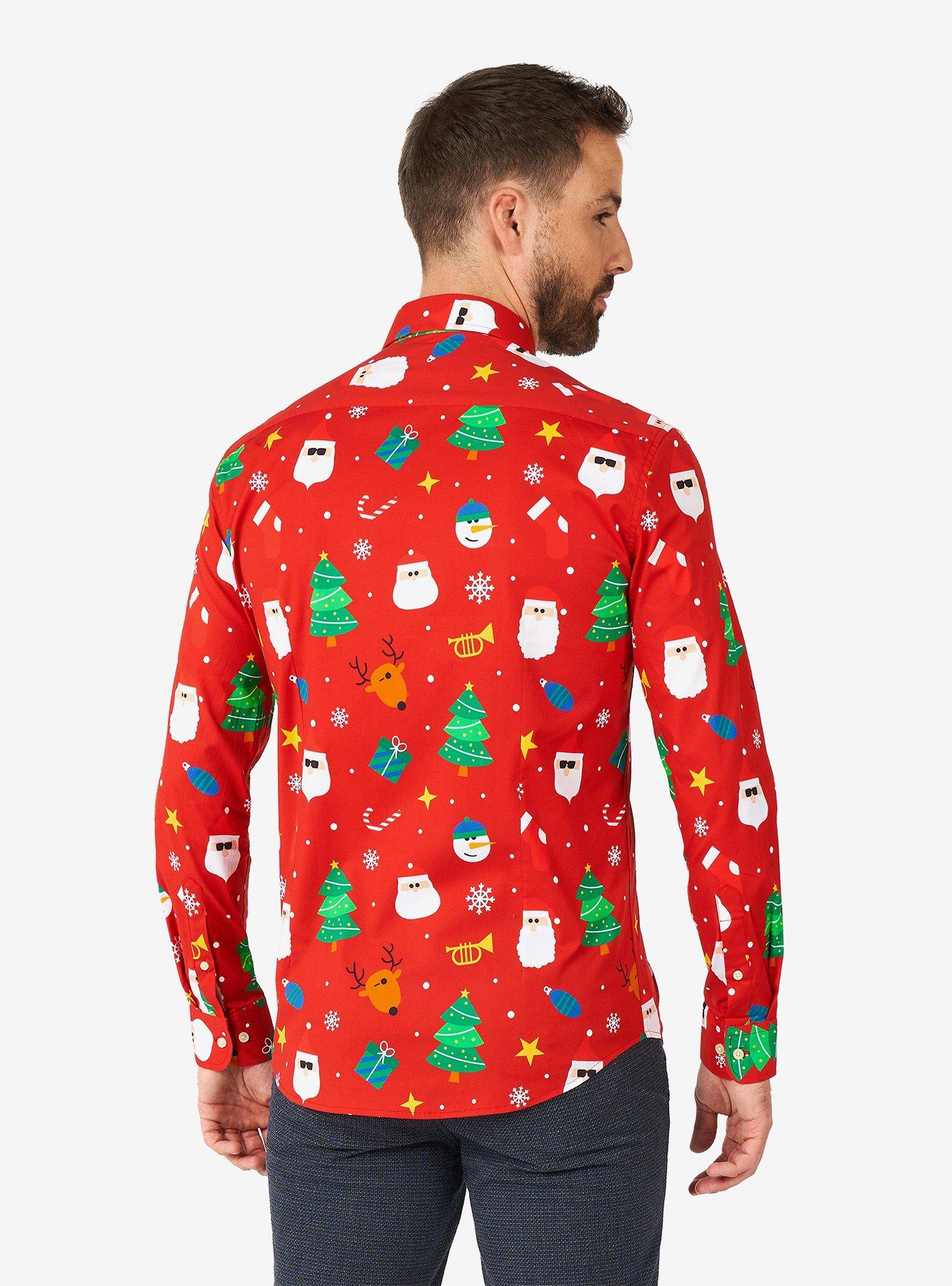 Festivity Red Long Sleeve Button-Up Shirt, RED, alternate