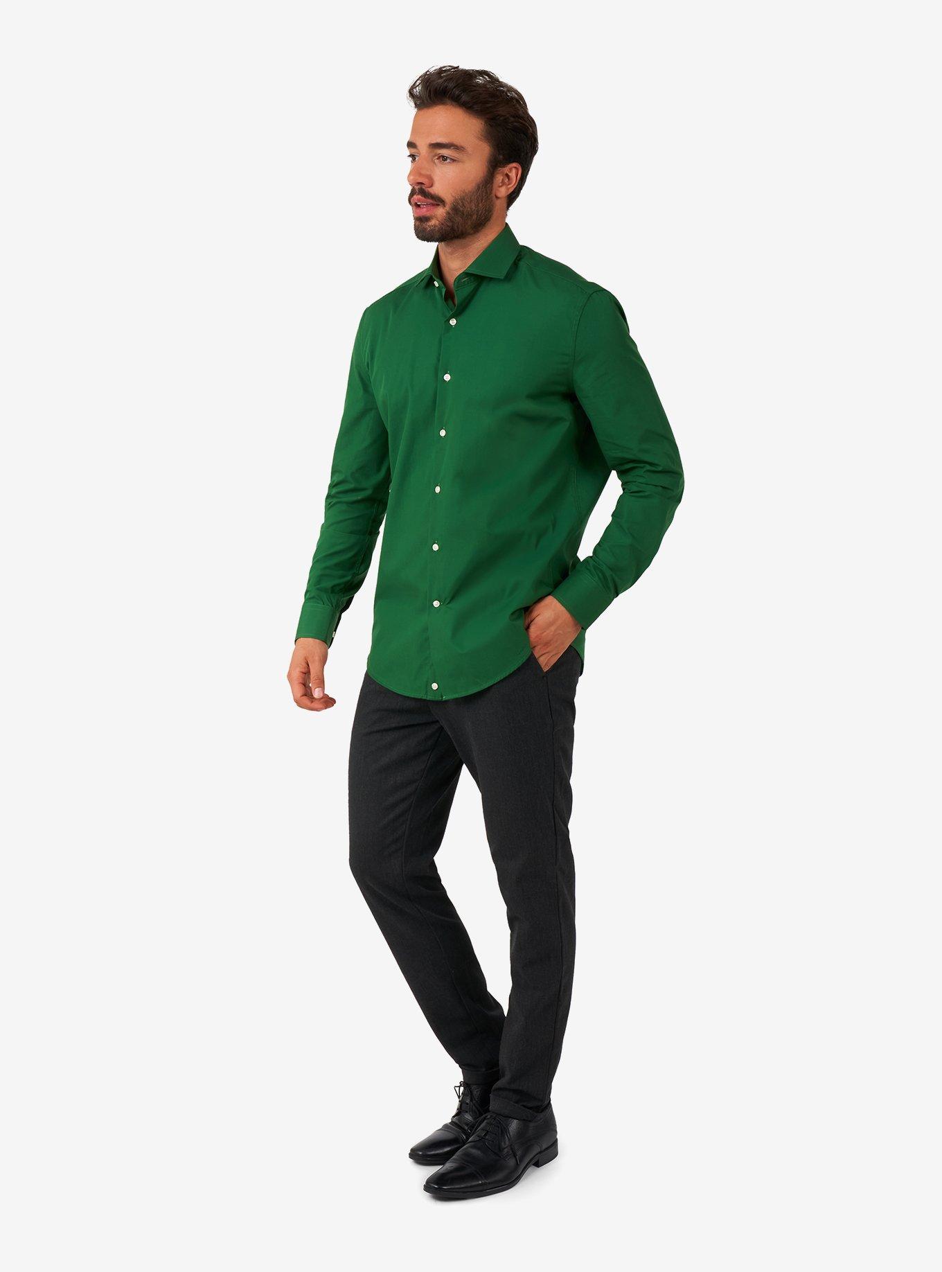 Glorious Green Long Sleeve Button-Up Shirt, GREEN, alternate
