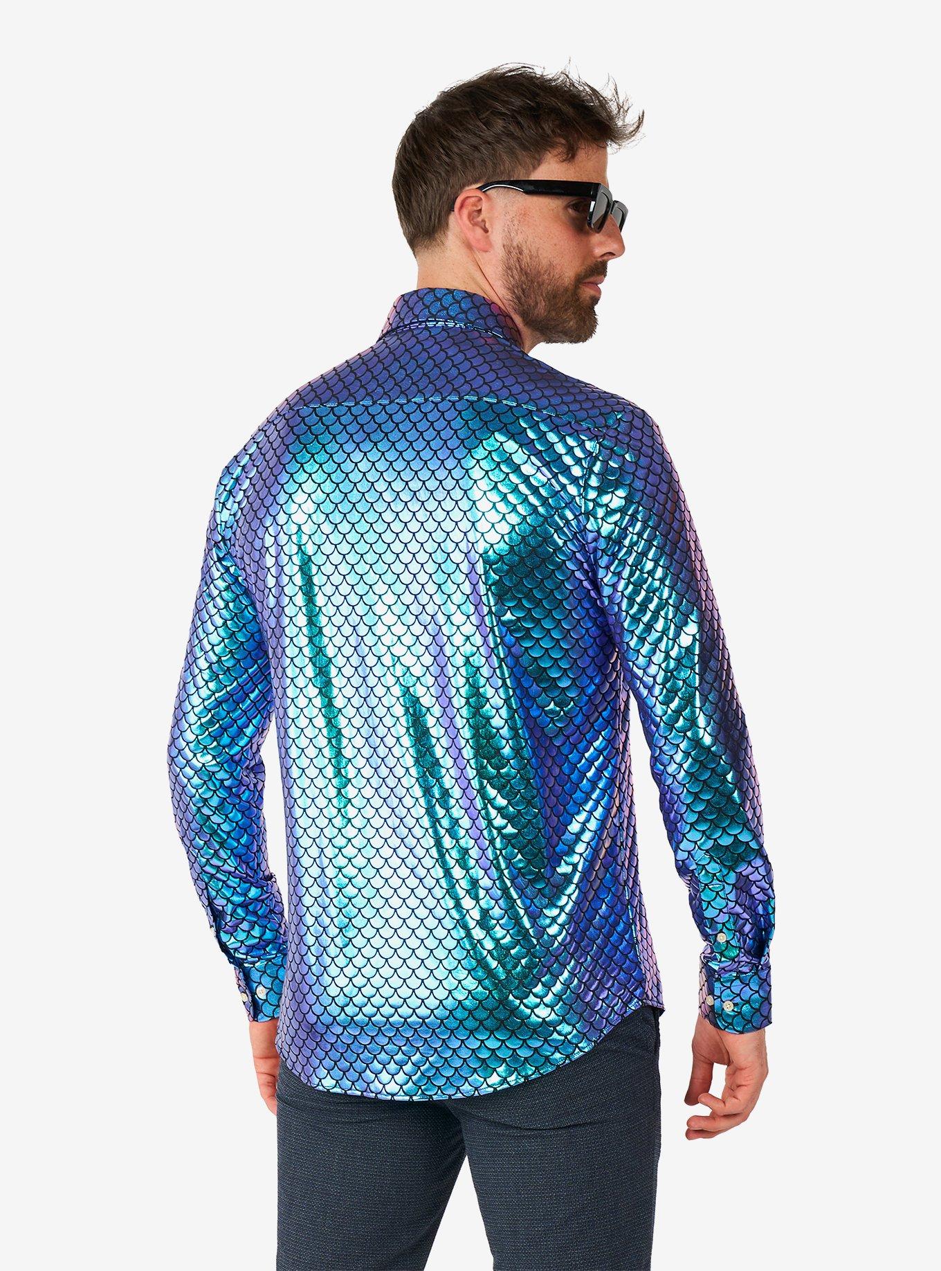 Fancy Fish Long Sleeve Button-Up Shirt, MULTI, alternate