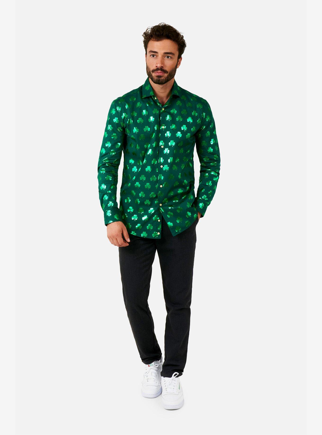 Shiny Shamrock Long Sleeve Button-Up Shirt, , hi-res