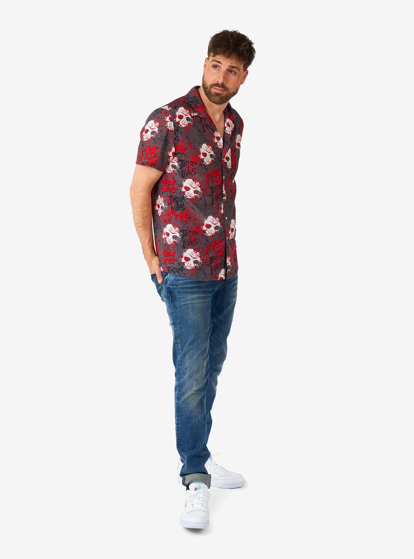 Friday the 13th Short Sleeve Button-Up Shirt, MULTI, alternate